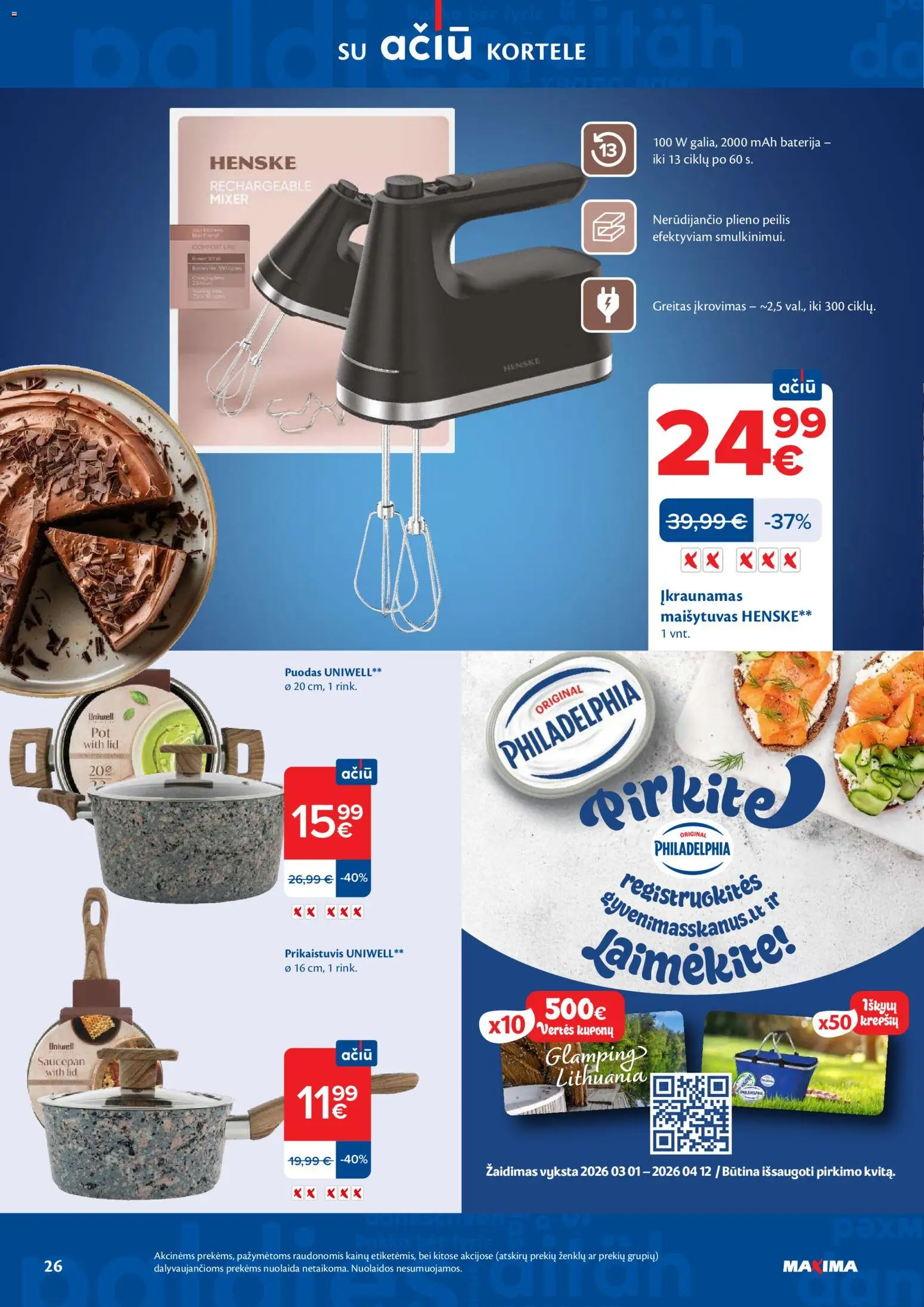 MAXIMA akcijos nuo 17.03.2026 | Puslapis: 26 | Prekių: Maišytuvas, Puodas, Žaidimas, Baterija