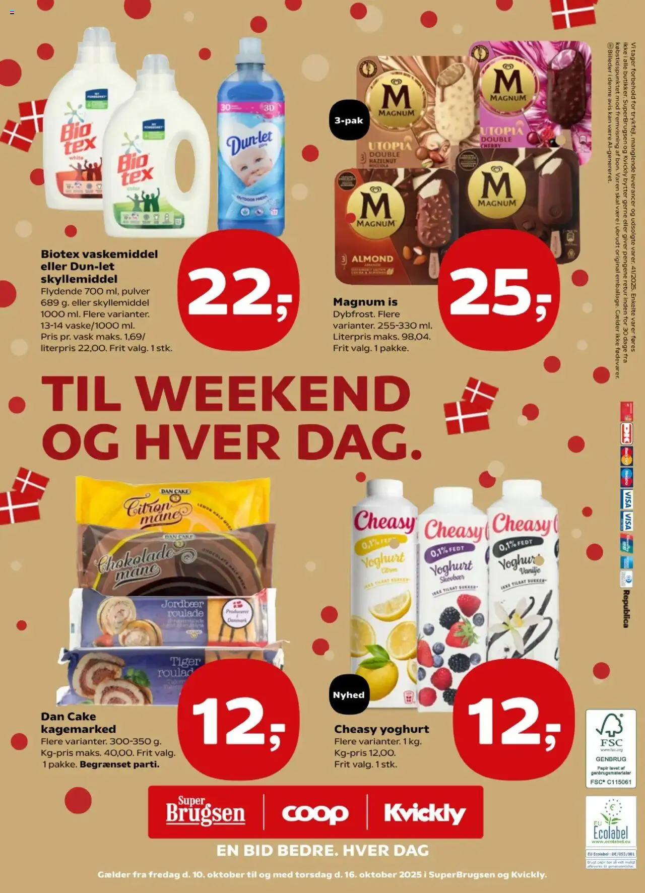 Super Brugsen tilbudsavis – gyldig fra 10.10.2025 | Side: 28 | Produkter: Yoghurt, Jordbær, Roulade, Is