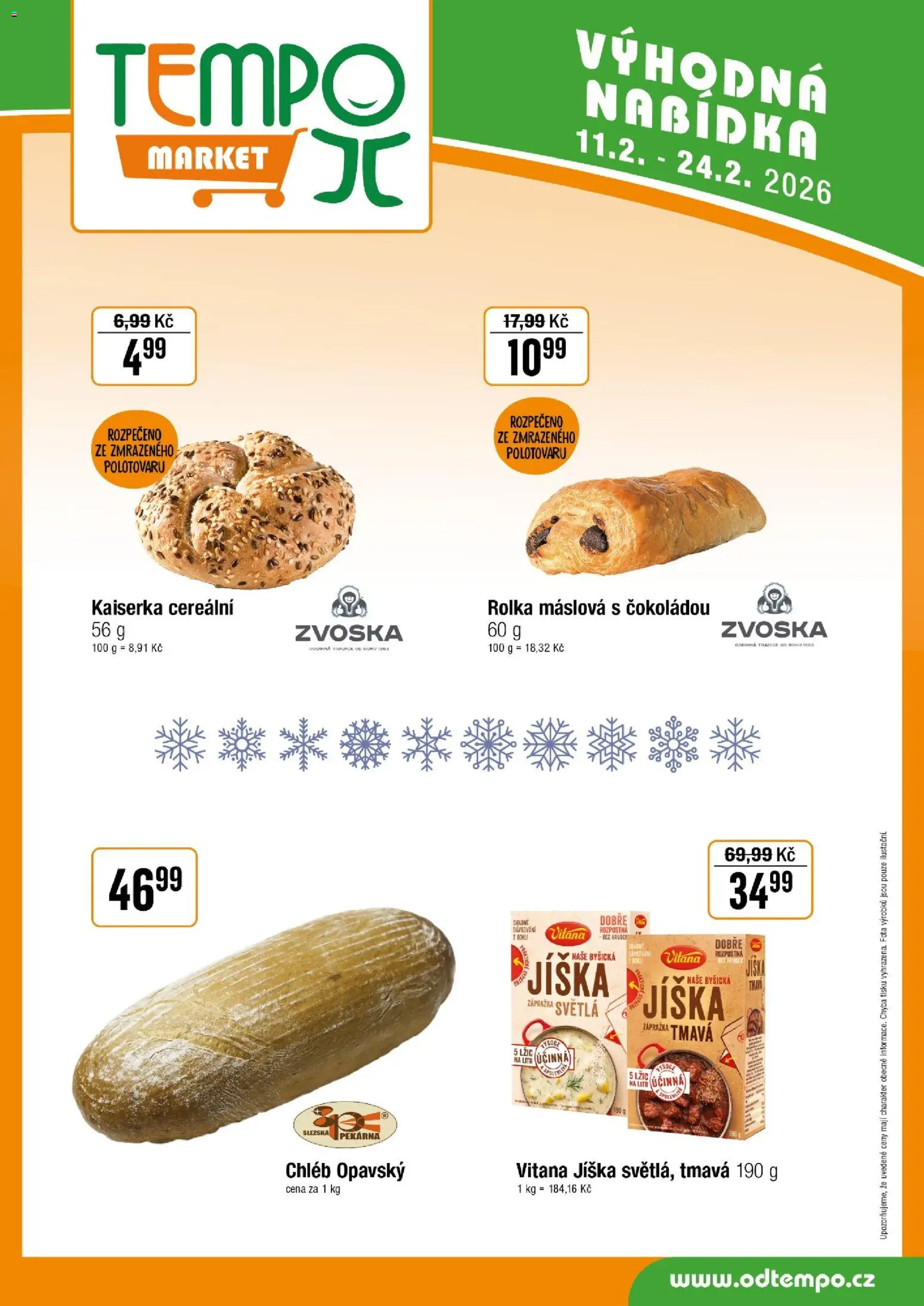 Tempo leták od 11.02.2026 | Strana: 13 | Produkty: Jíška, Kaiserka, Chléb, Pekárna