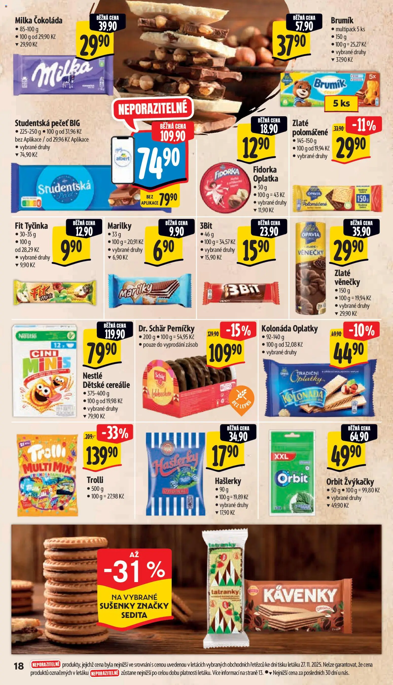 Albert leták - Supermarket od 03.12.2025 | Strana: 25 | Produkty: Tatranky, Perníčky, Oplatky, Brumik