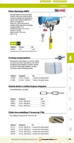 | Page: 129 | Produits: Câble, Poids, Mètre, Collier