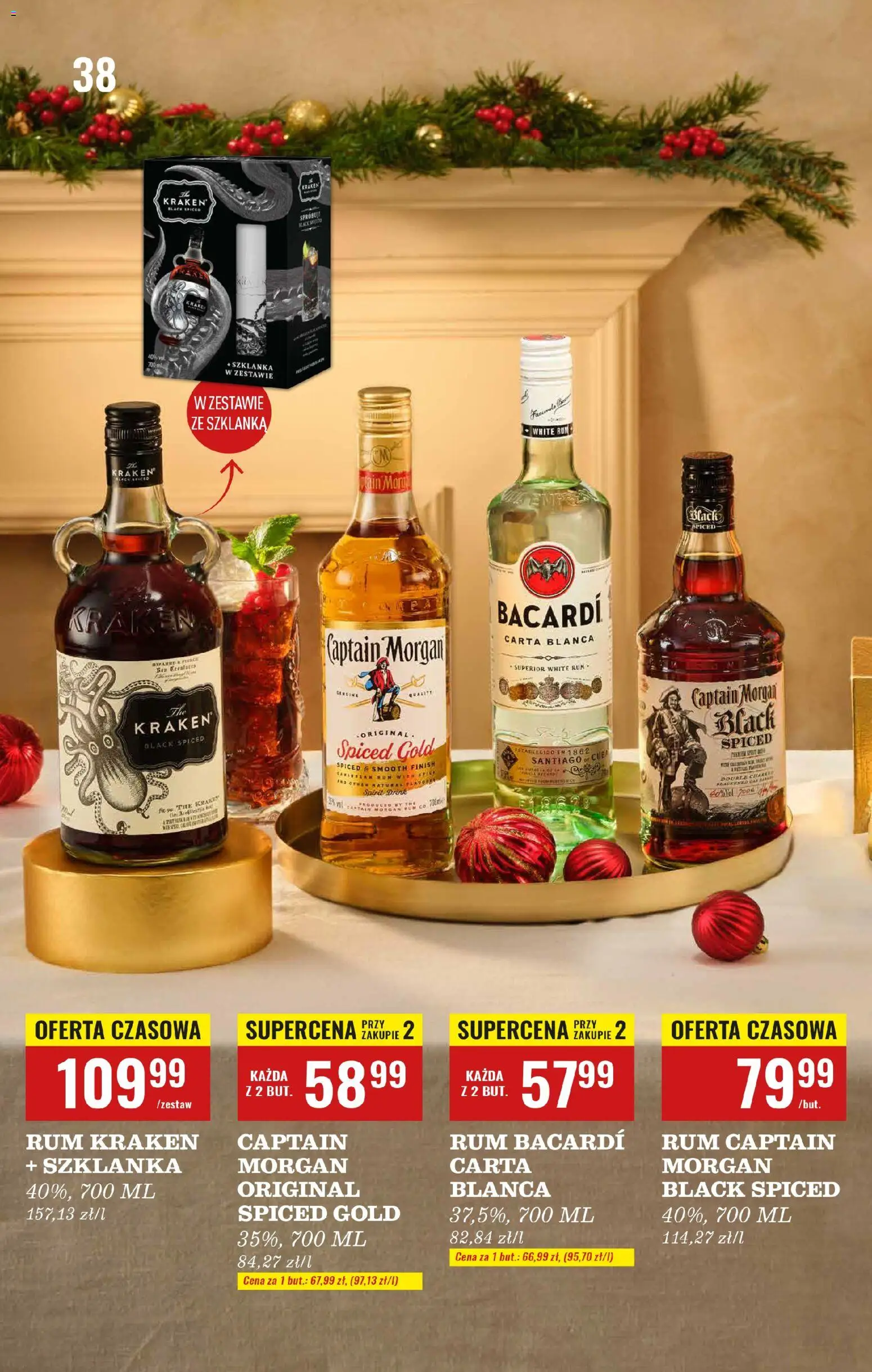Biedronka gazetka - Czas na toast od 01.12.2025 | Strona: 43 | Produkty: Bacardi Rum, Captain Morgan, Rum Kraken, Rum
