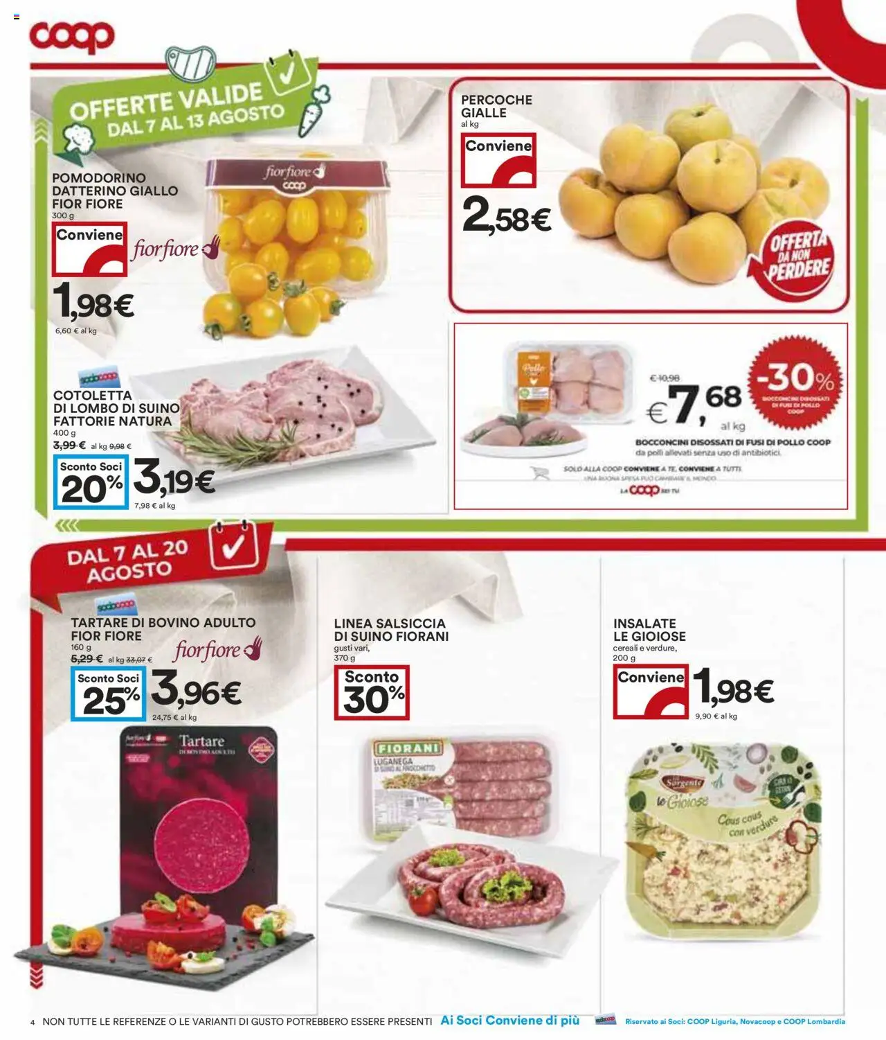 Volantino COOP del 07.08.2025 | Pagina: 4 | Prodotti: Bovino, Cereali, Verdure, Suino