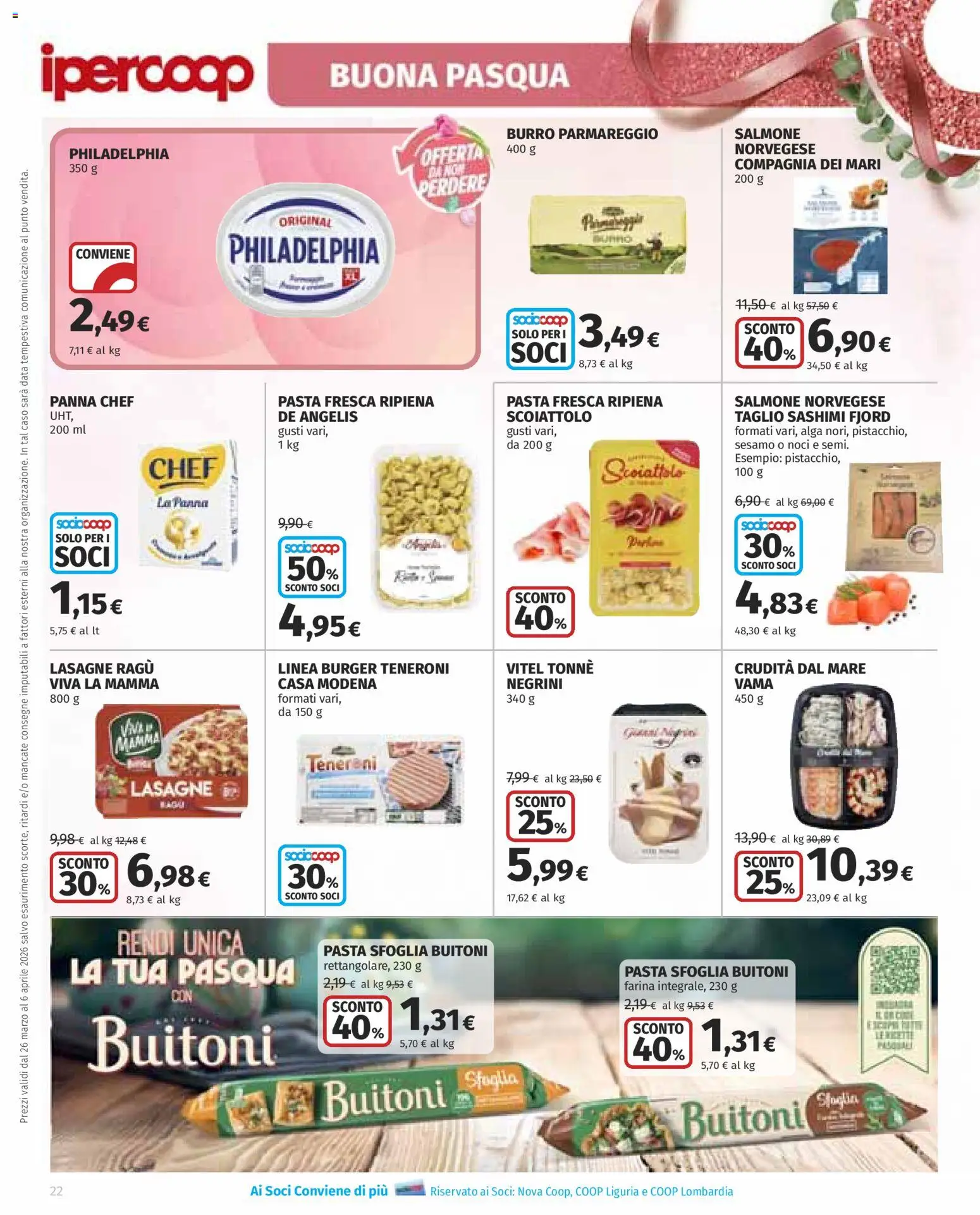 Volantino Ipercoop del 26.03.2026 | Pagina: 22 | Prodotti: Panna, Farina, Pasta, Ragú