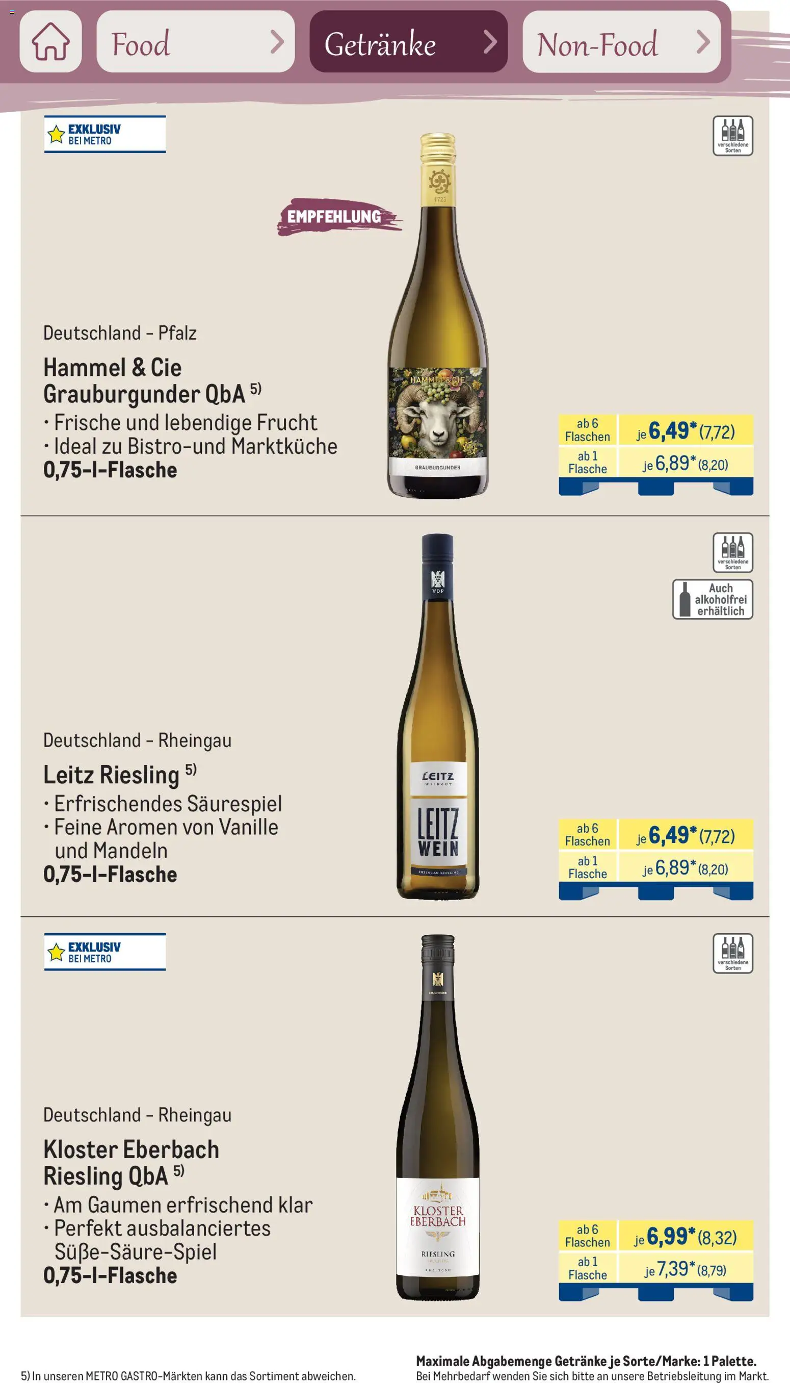 Metro Saisonkatalog Frühlingsgenuss – gültig ab 01.03.2026 | Seite: 51 | Produkte: Mandeln, Wein