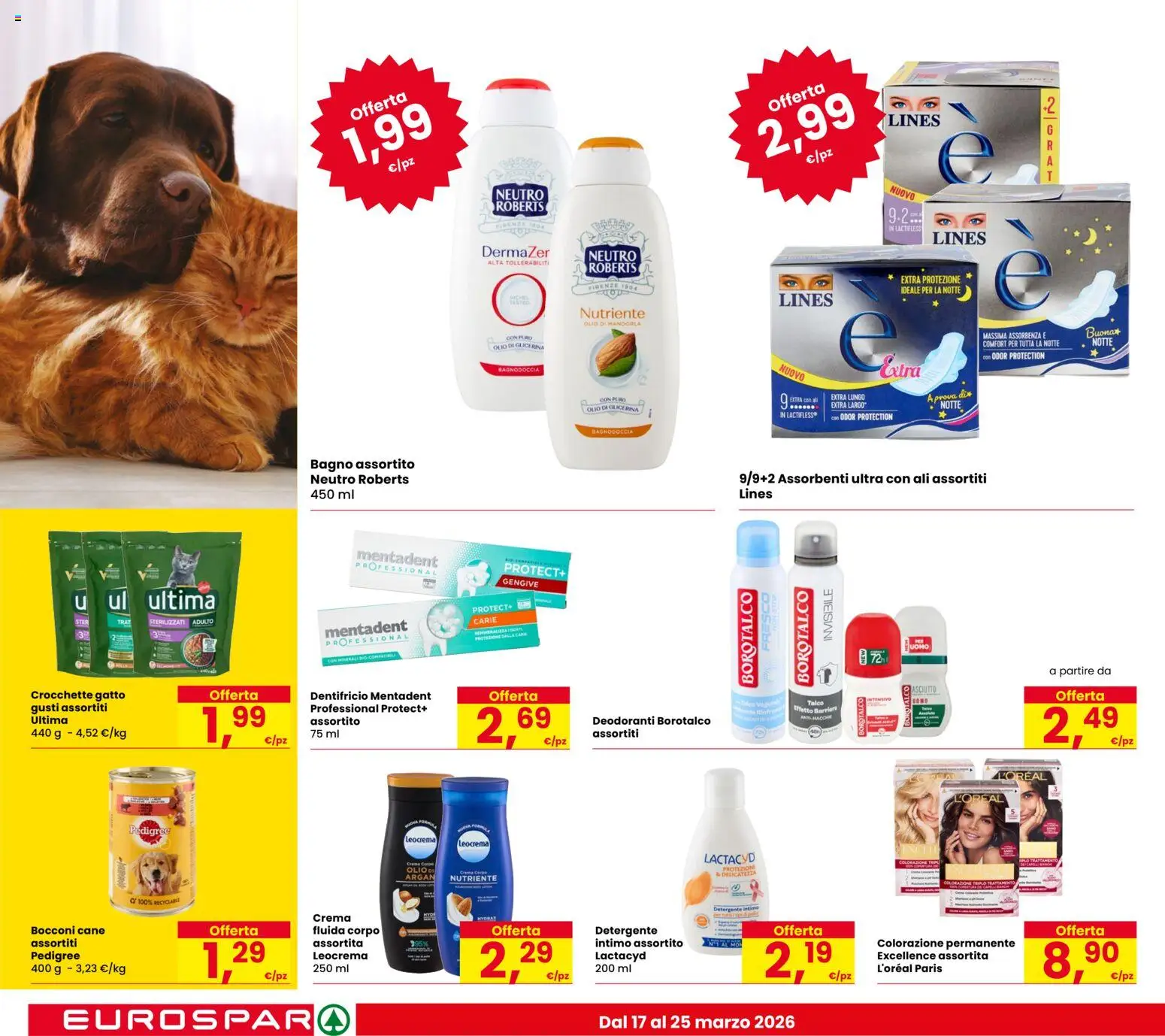 Volantino Despar del 17.03.2026 | Pagina: 18 | Prodotti: Dentifricio, Olio, Crocchette, Crocchette gatto