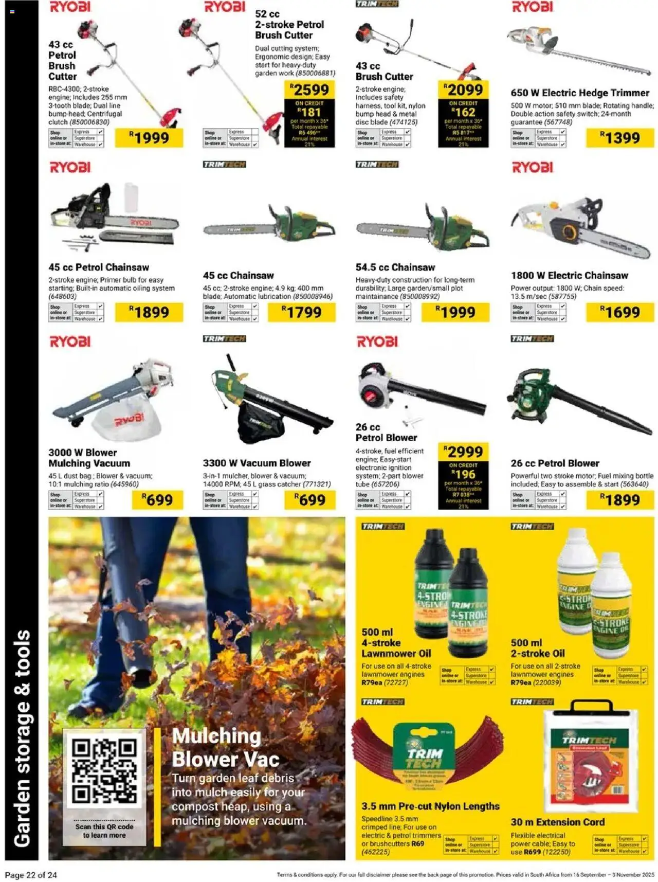 New Builders catalogue – valid from 16.09.2025 | Page: 22 | Products: Bag, Cutter, Chainsaw, Brush