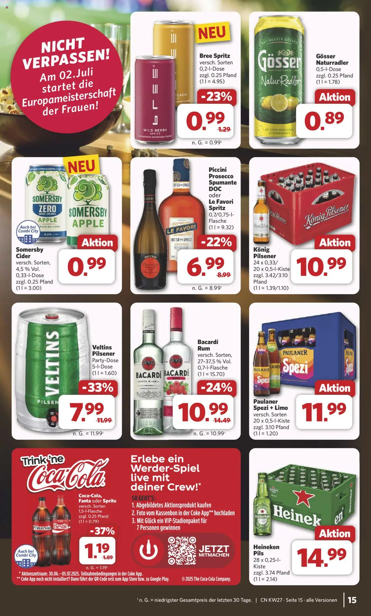 Combi Prospekt 	 - gültig ab dem 30.06.2025 | Seite: 20 | Produkte: Pils, Heineken, Prosecco, Radler