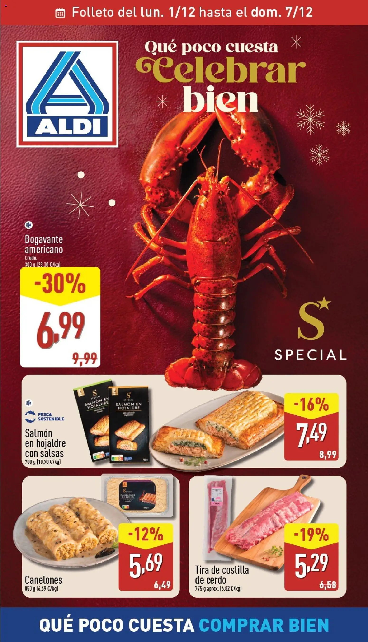 Aldi folleto Península │ válido desde el 01.12.2025 | Página: 1 | Productos: Cerdo, Costilla de cerdo, Canelones
