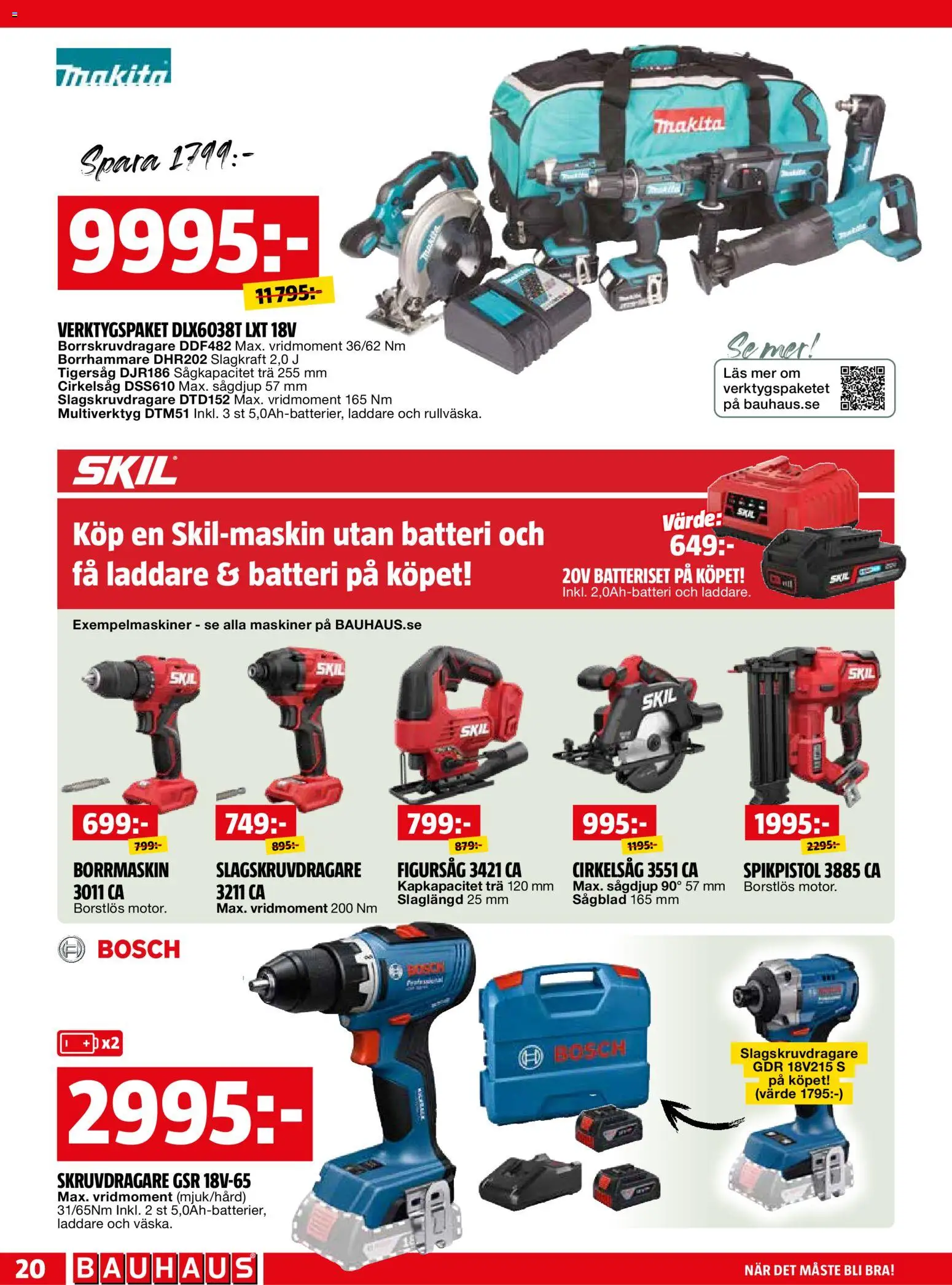 Bauhaus reklamblad aktuell från 01.04.2026 | Sida: 20 | Produkter: Skruvdragare, Batteri, Laddare