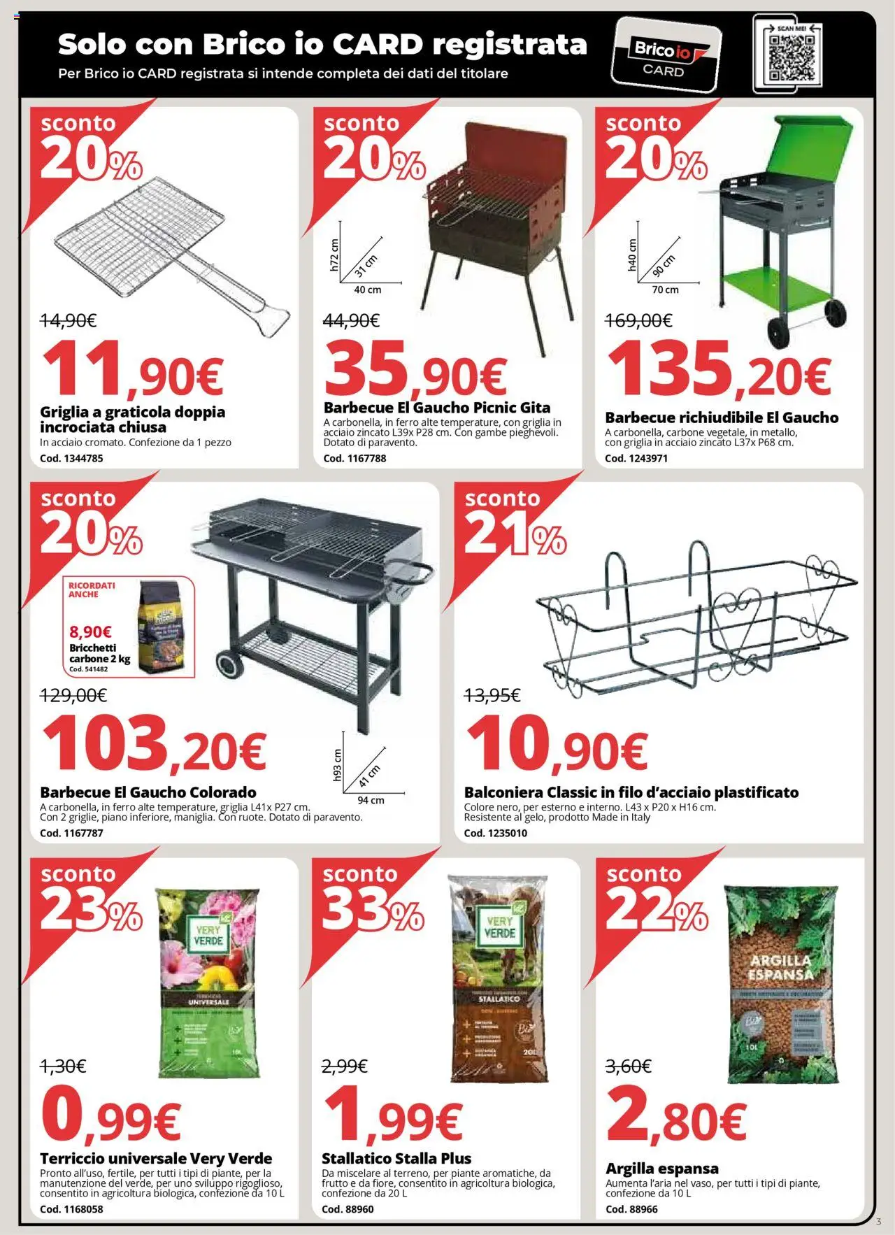 Volantino Brico io del 01.08.2025 | Pagina: 3 | Prodotti: Barbecue, Griglia, Terriccio