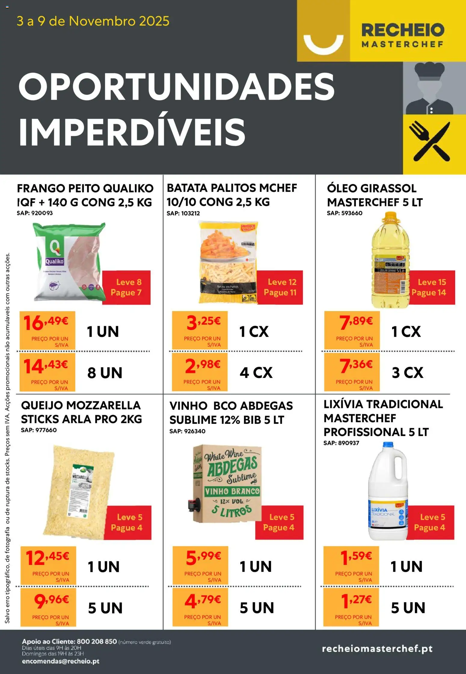 Recheio - Oportunidades Imperdíveis │ válido de 03.11.2025 | Página: 1 | Produtos: Batata, Frango, Queijo, Vinho