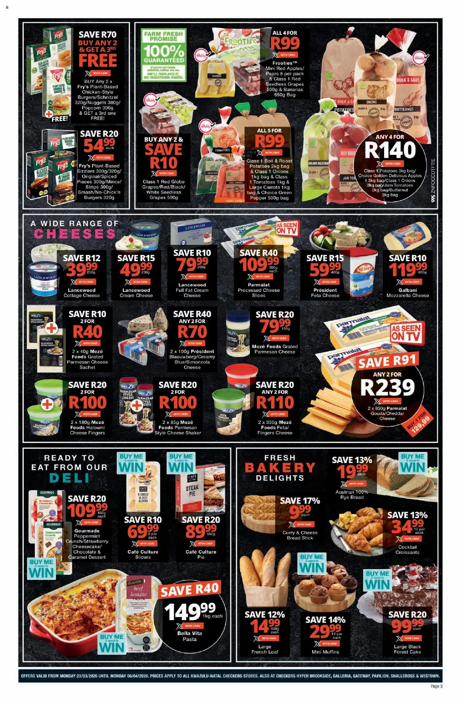 New Checkers catalogue – valid from 23.03.2026 | Page: 3 | Products: Bag, Pasta, Cream, Fry's