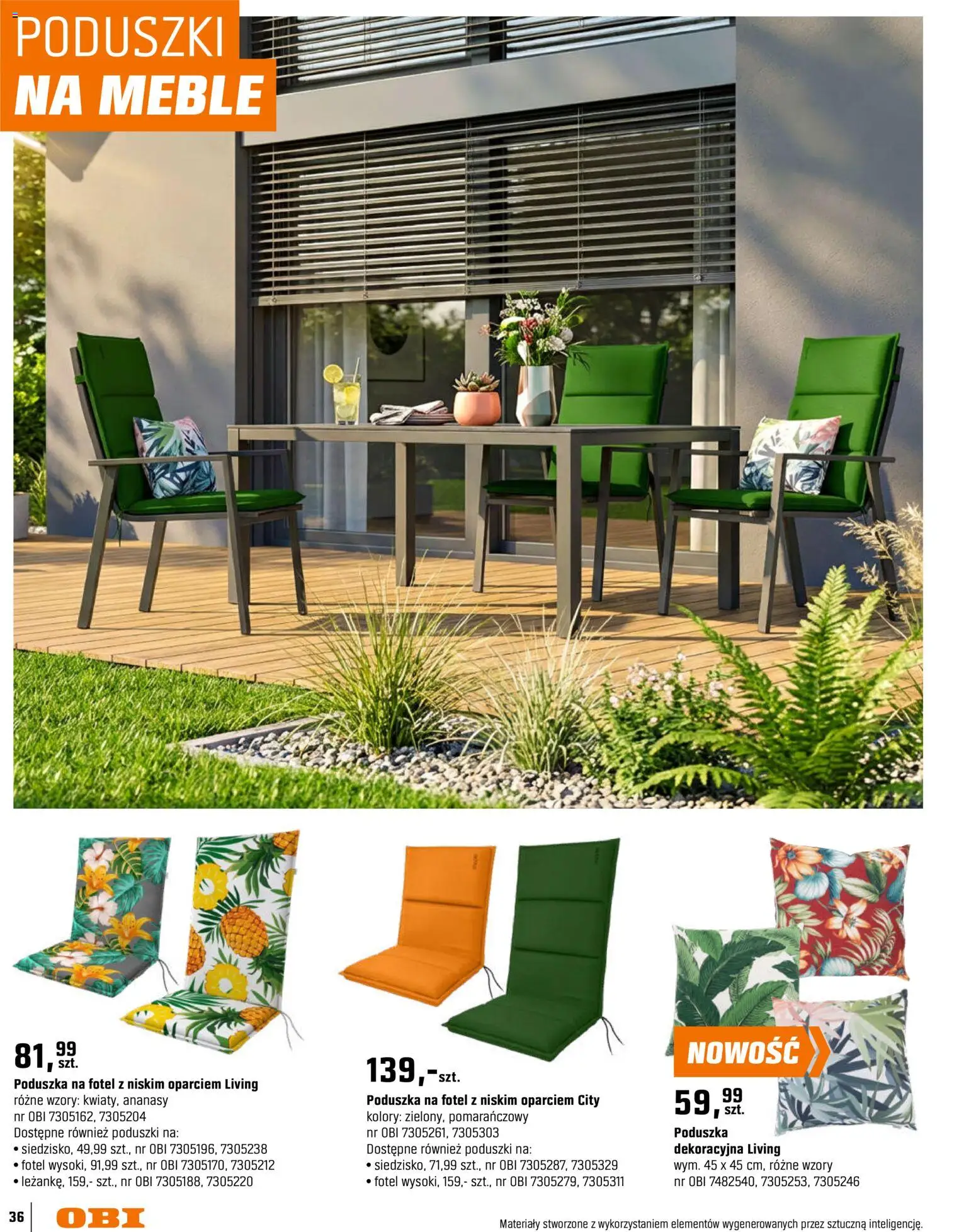 OBI gazetka - Ogród od 11.03.2026 | Strona: 36 | Produkty: Poduszka, Fotel