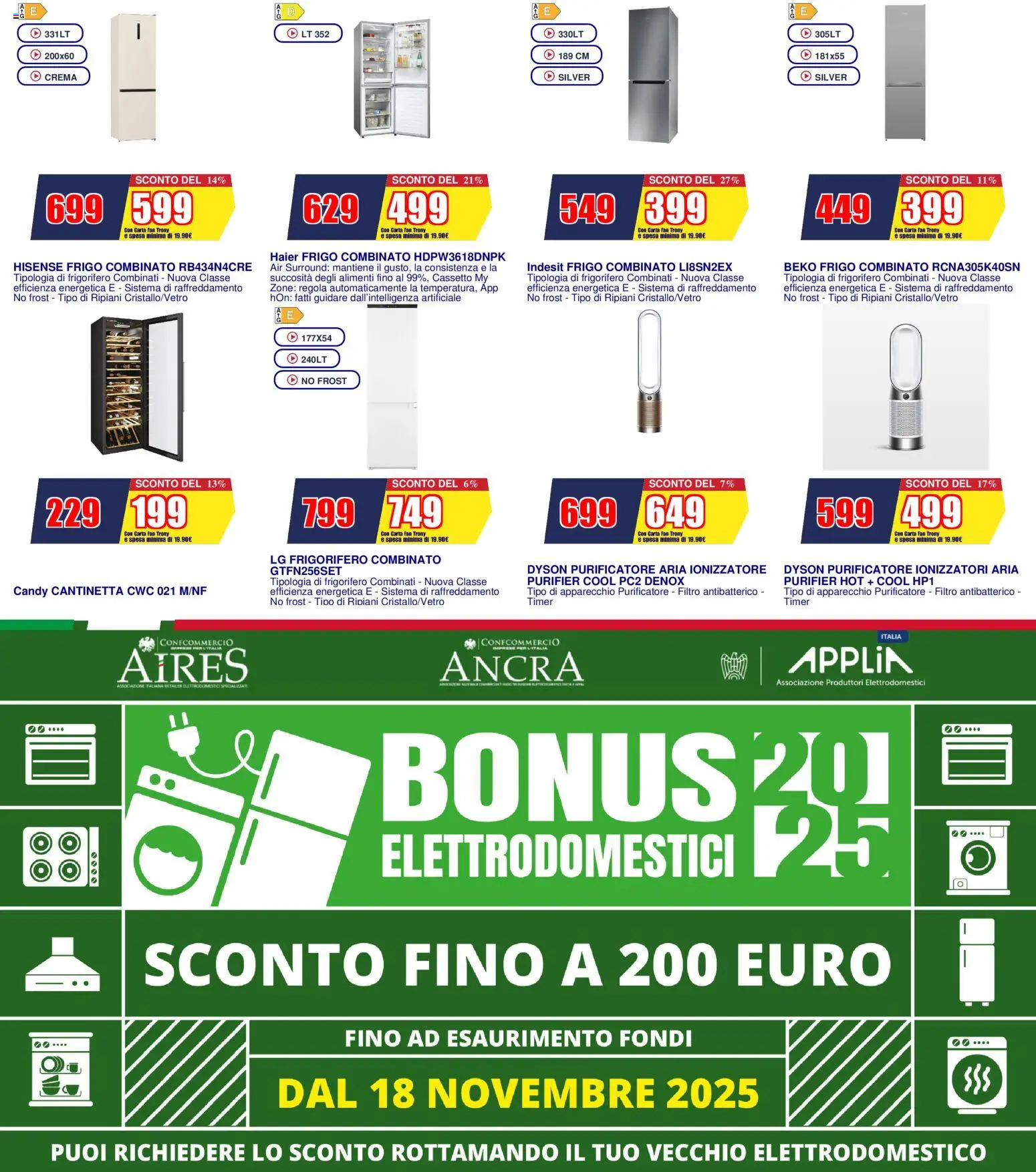 Volantino Trony del 27.12.2025 | Pagina: 5 | Prodotti: Crema, Purificatore aria, Frigorifero, Dyson
