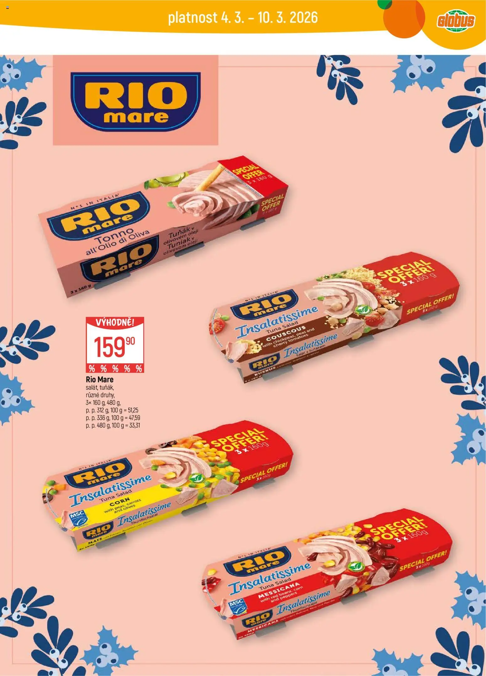 Globus leták - Karlovy Vary od 04.03.2026 | Strana: 21 | Produkty: Tuňák, Globus, Salát, Rio mare