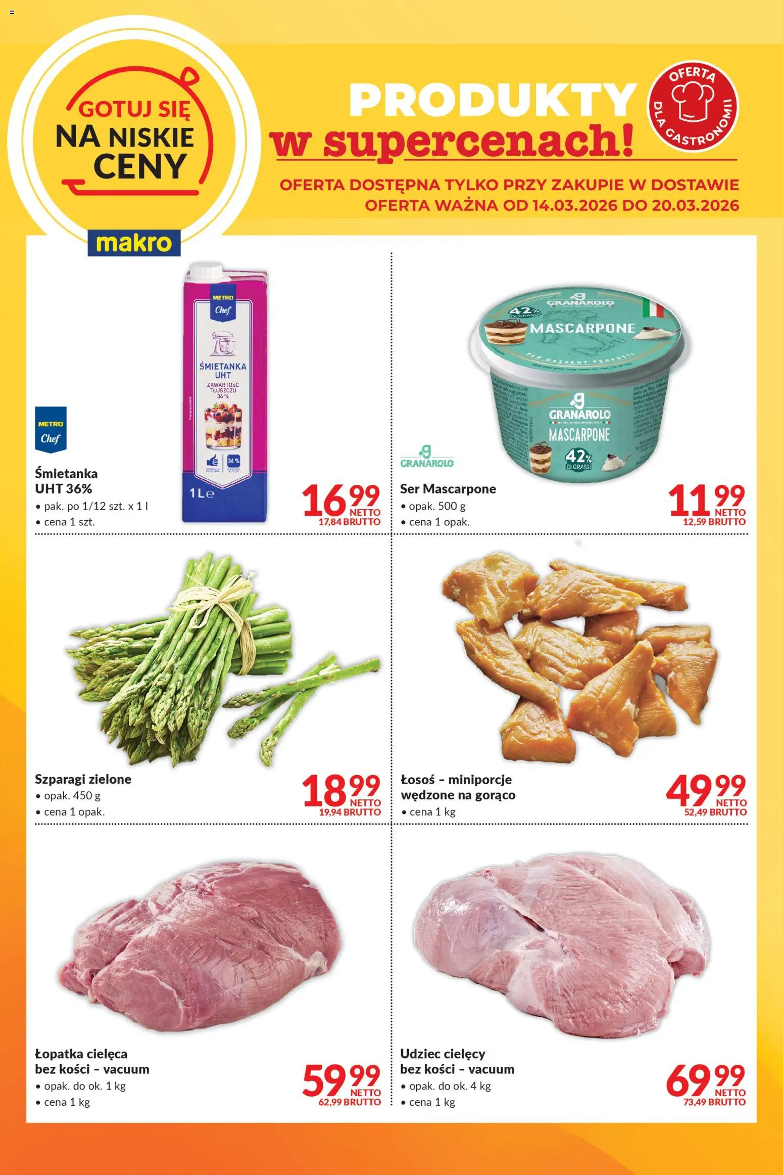 Makro gazetka - Gotuj się na niskie ceny w dostawie od 14.03.2026 | Strona: 2 | Produkty: Łosoś, Szparagi, Ser, Ser mascarpone