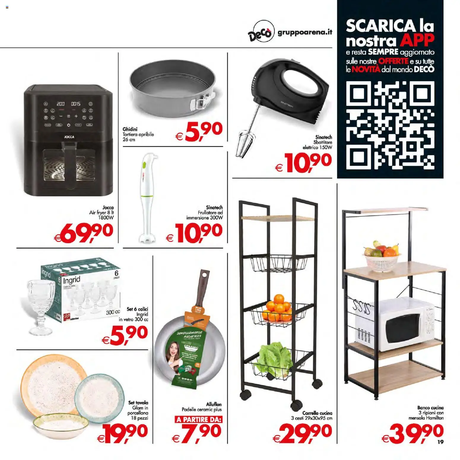 Volantino Decò del 13.01.2026 | Pagina: 19 | Prodotti: Tortiera, Frullatore, Sbattitore, Carrello