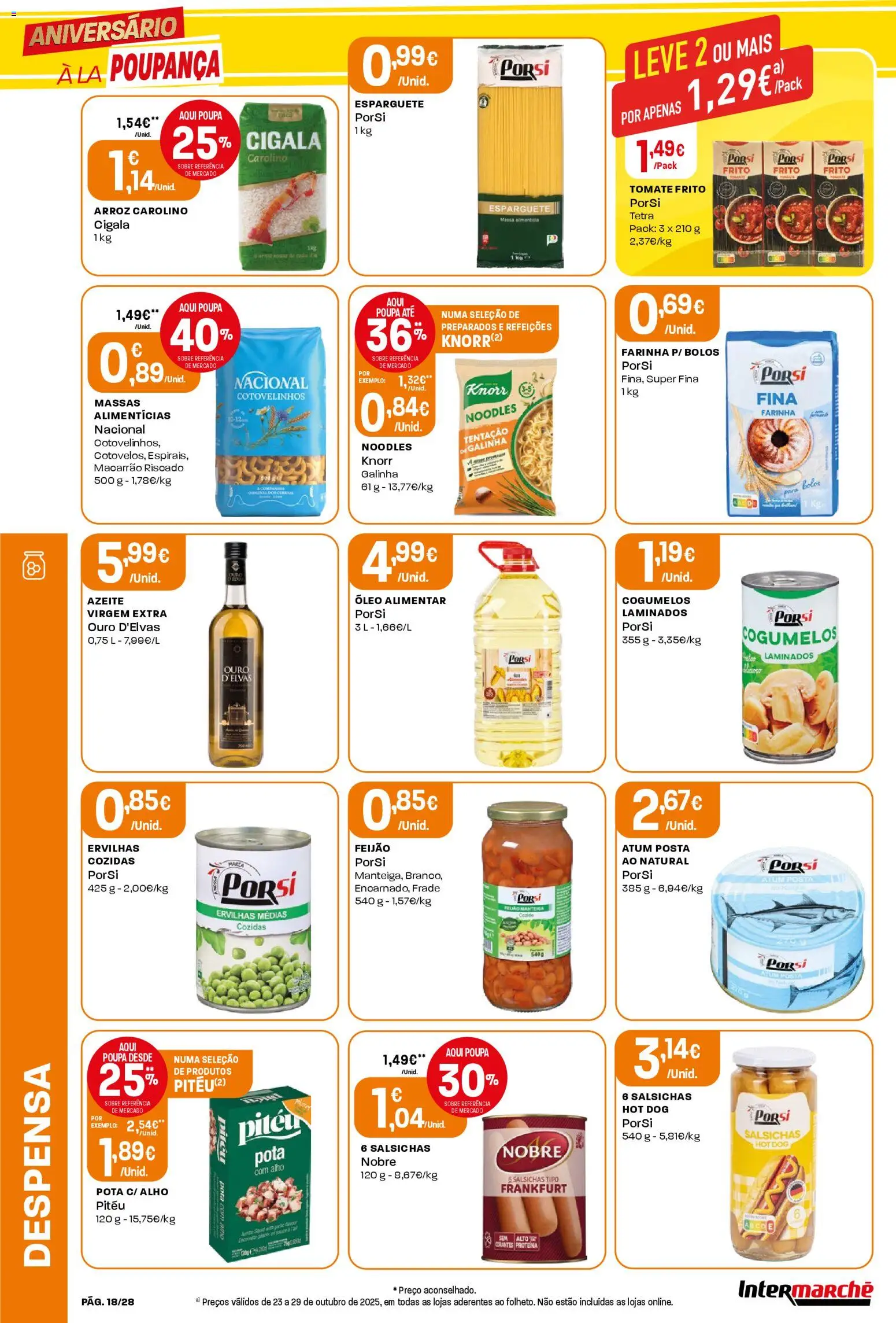 Intermarché Folheto Contact │ válido de 23.10.2025 | Página: 18 | Produtos: Arroz, Tomate, Cogumelos, Proteina