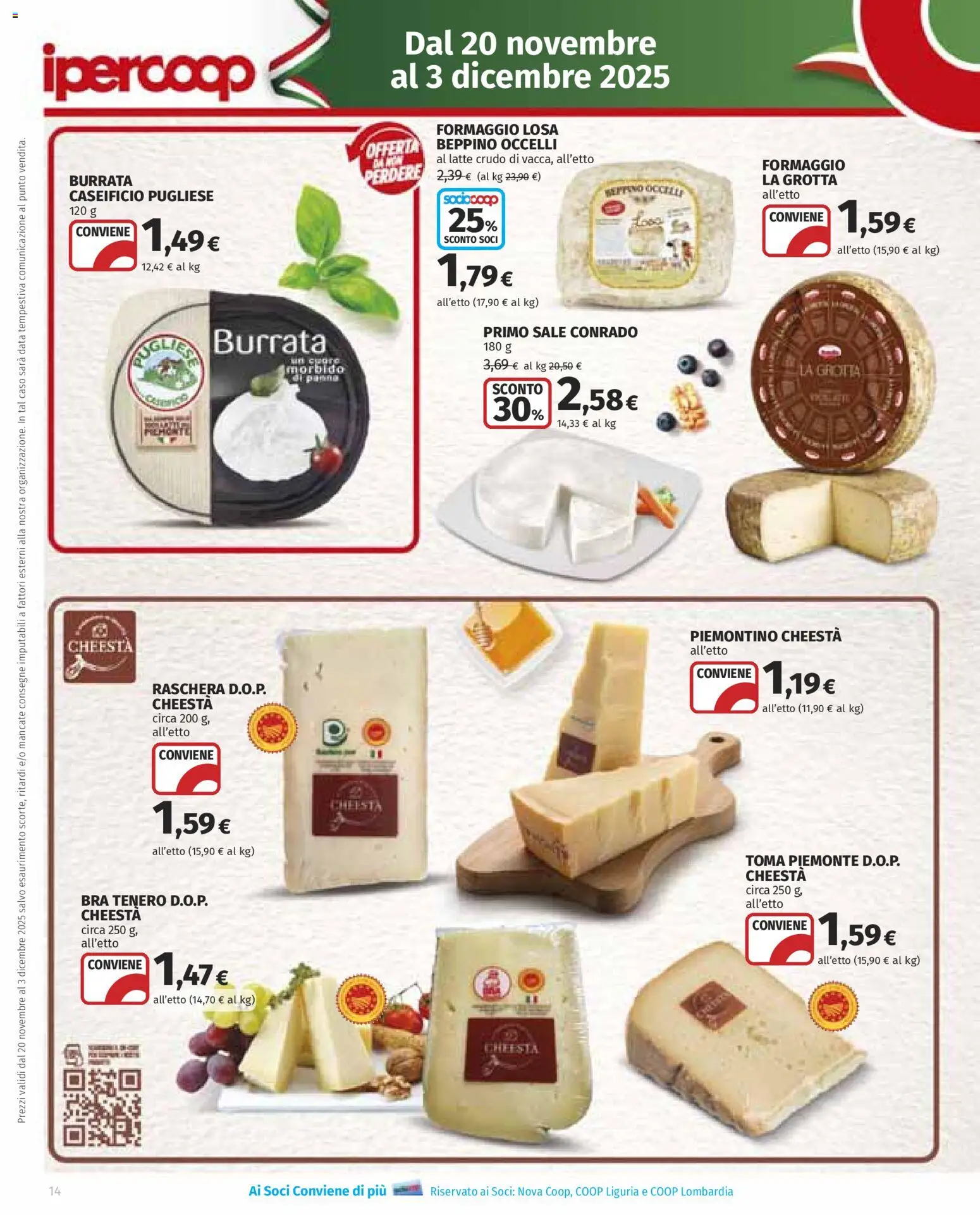 Volantino Ipercoop del 20.11.2025 | Pagina: 14 | Prodotti: Panna, Latte, Formaggio, Burrata