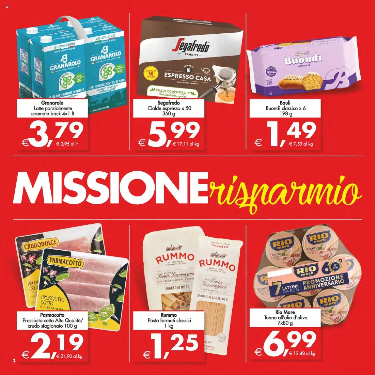 Volantino Decò del 03.10.2025 | Pagina: 2 | Prodotti: Prosciutto Cotto, Prosciutto, Pasta, Tonno
