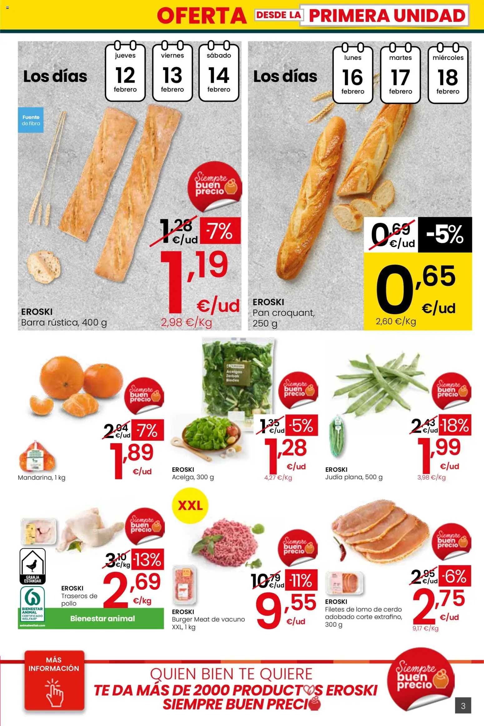 Eroski - Siempre a buen precio city │ válido desde el 12.02.2026 | Página: 3 | Productos: Pan, Cerdo, Té