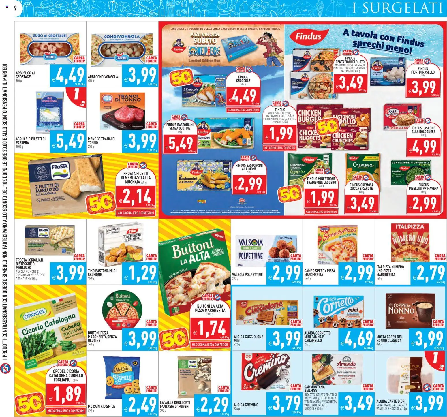 Volantino PIM Supermercati del 26.01.2026 | Pagina: 9 | Prodotti: Pizza, Merluzzo, Mazzancolle, Stracciatella