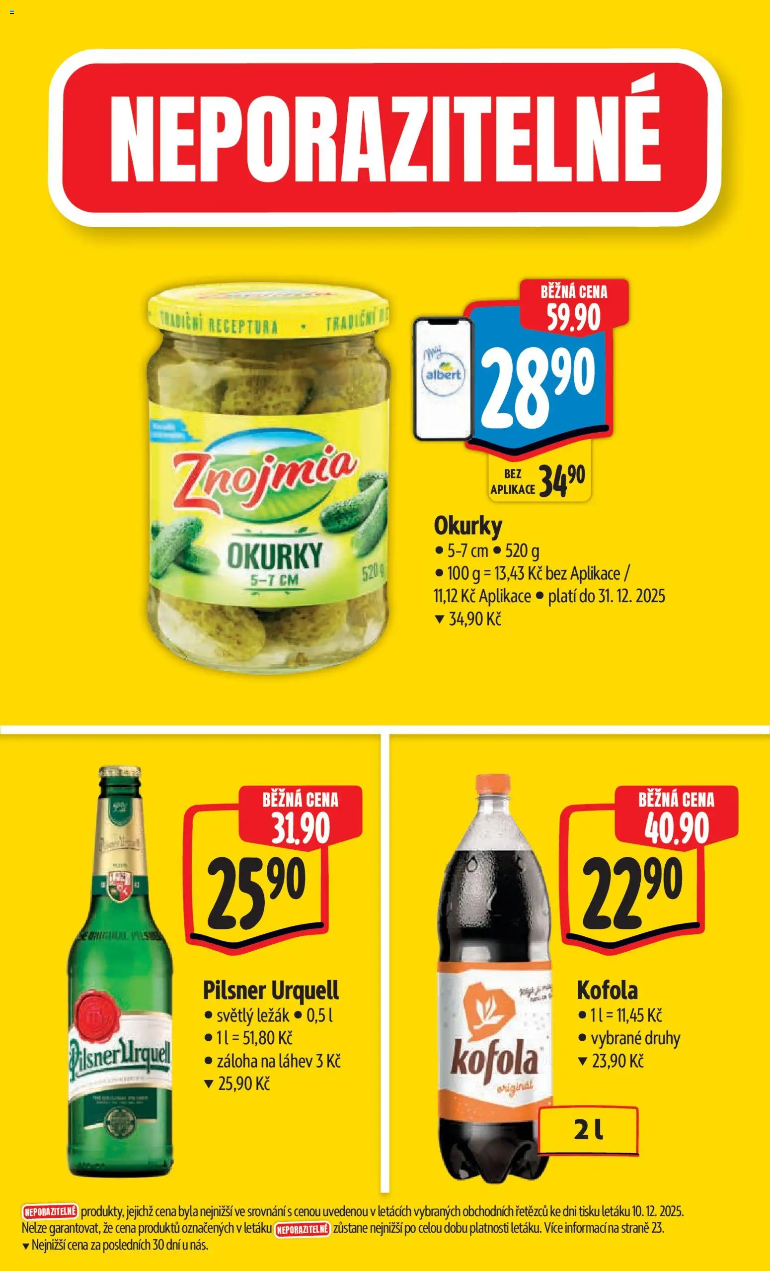 Albert leták - Hypermarket od 17.12.2025 | Strana: 5 | Produkty: Okurky, Pilsner, Kofola, Pilsner Urquell
