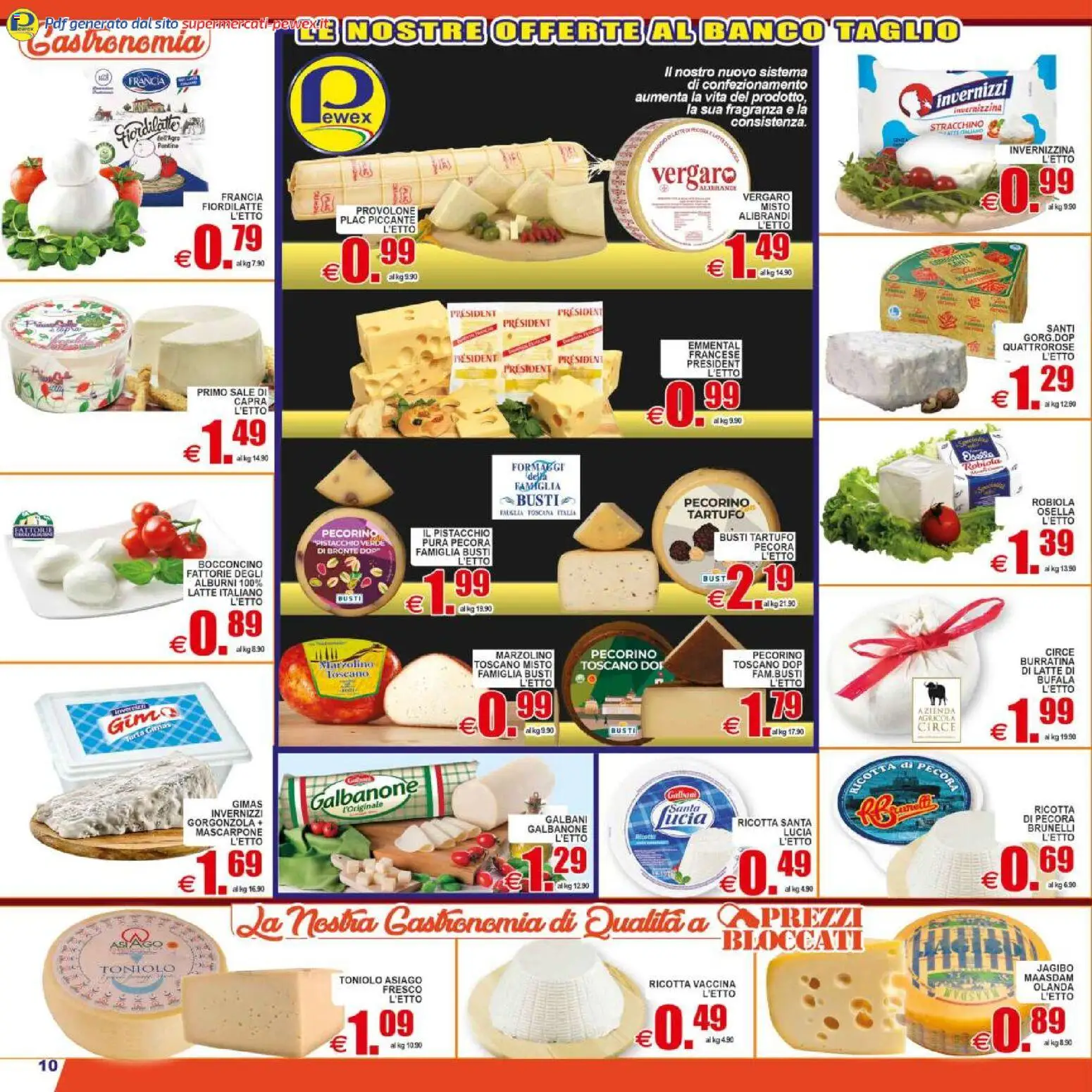 Volantino Pewex del 29.04.2026 | Pagina: 10 | Prodotti: Ricotta, Robiola, Emmental, Fragranza