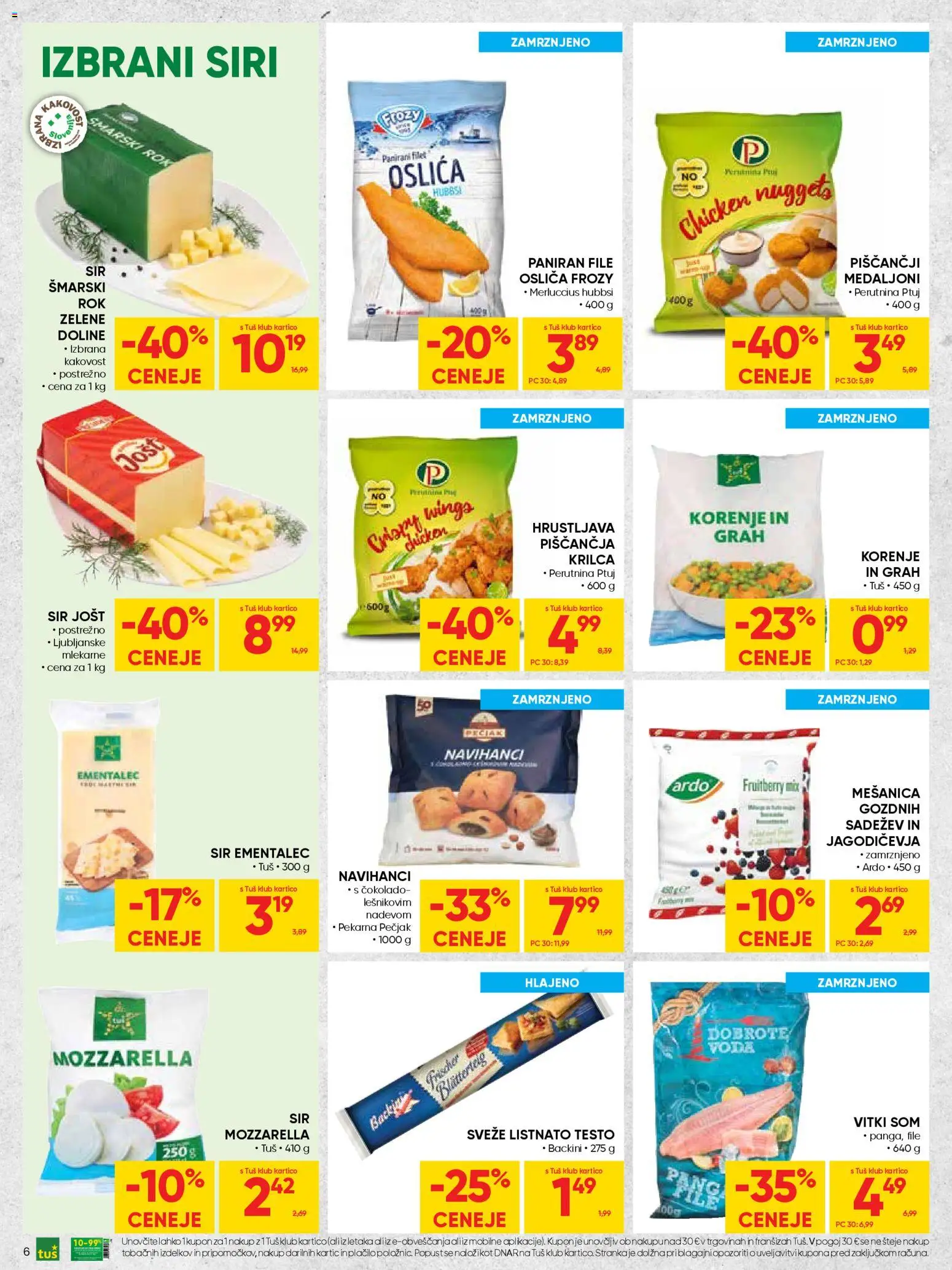 Novi Tuš katalog ponudbe – veljaven od 07.01.2026 | Stran: 6 | Izdelki: Pekarna, Ementalec, Sir, Voda