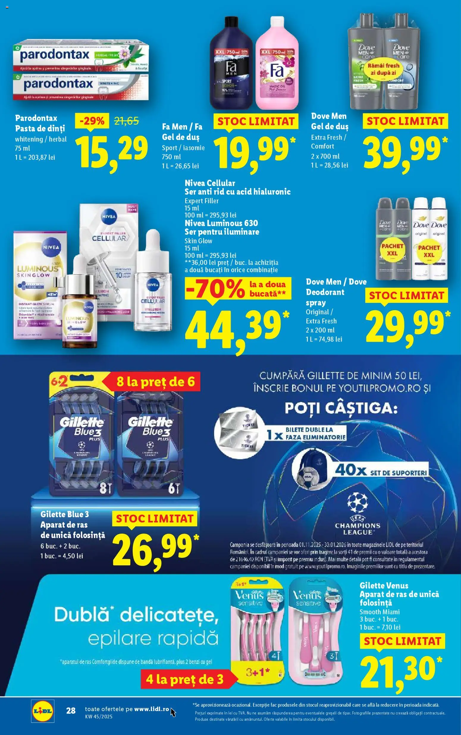 Noul catalog Lidl – valabil de la 03.11.2025 | Pagină: 28 | Produse: Serum, Gel de duș, Deodorant, Pastă de dinți