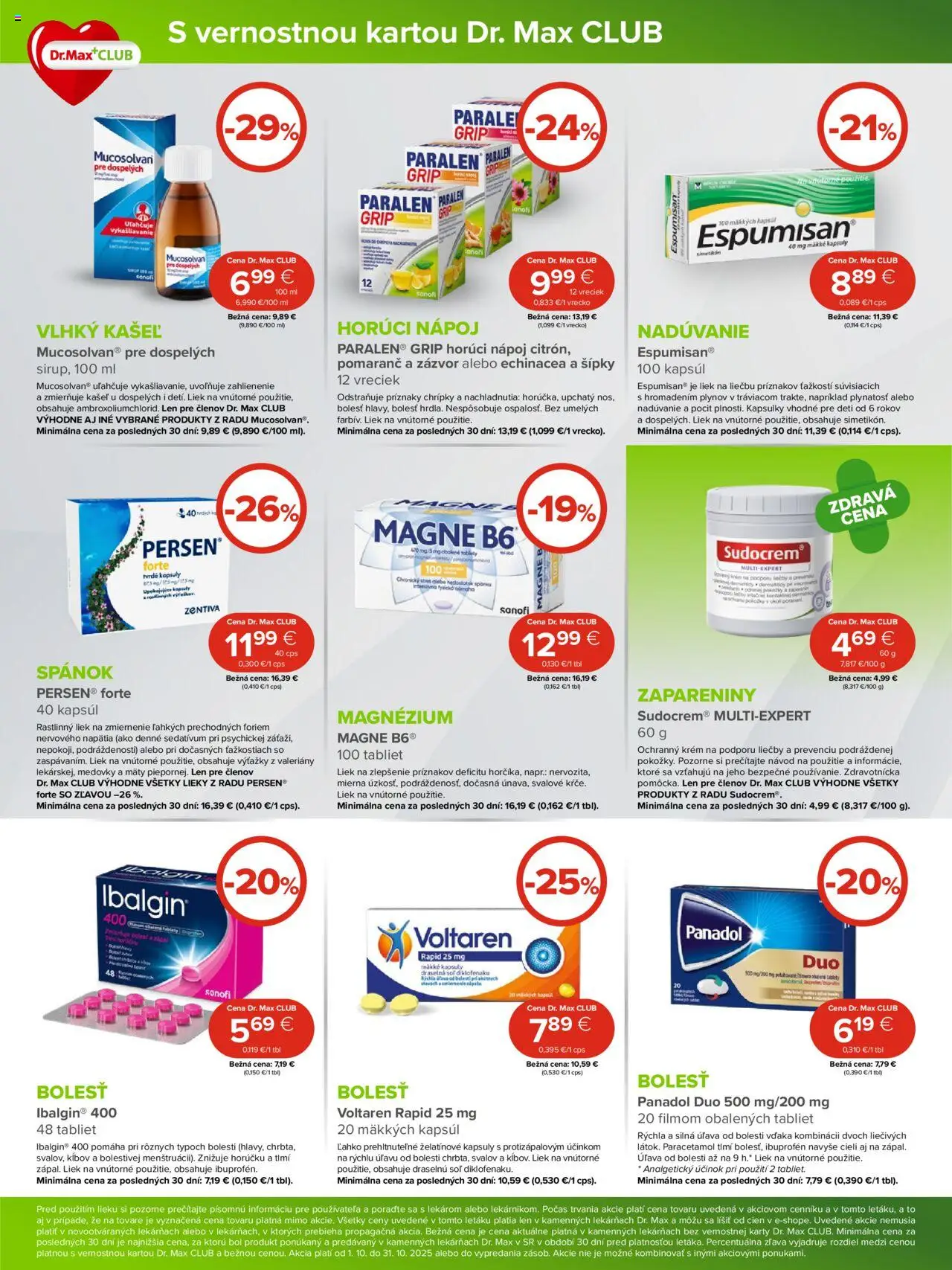 Nové Dr. Max akcie – leták je platný od 01.10.2025 | Strana: 3 | Produkty: Zázvor, Voltaren, Krém, Soľ