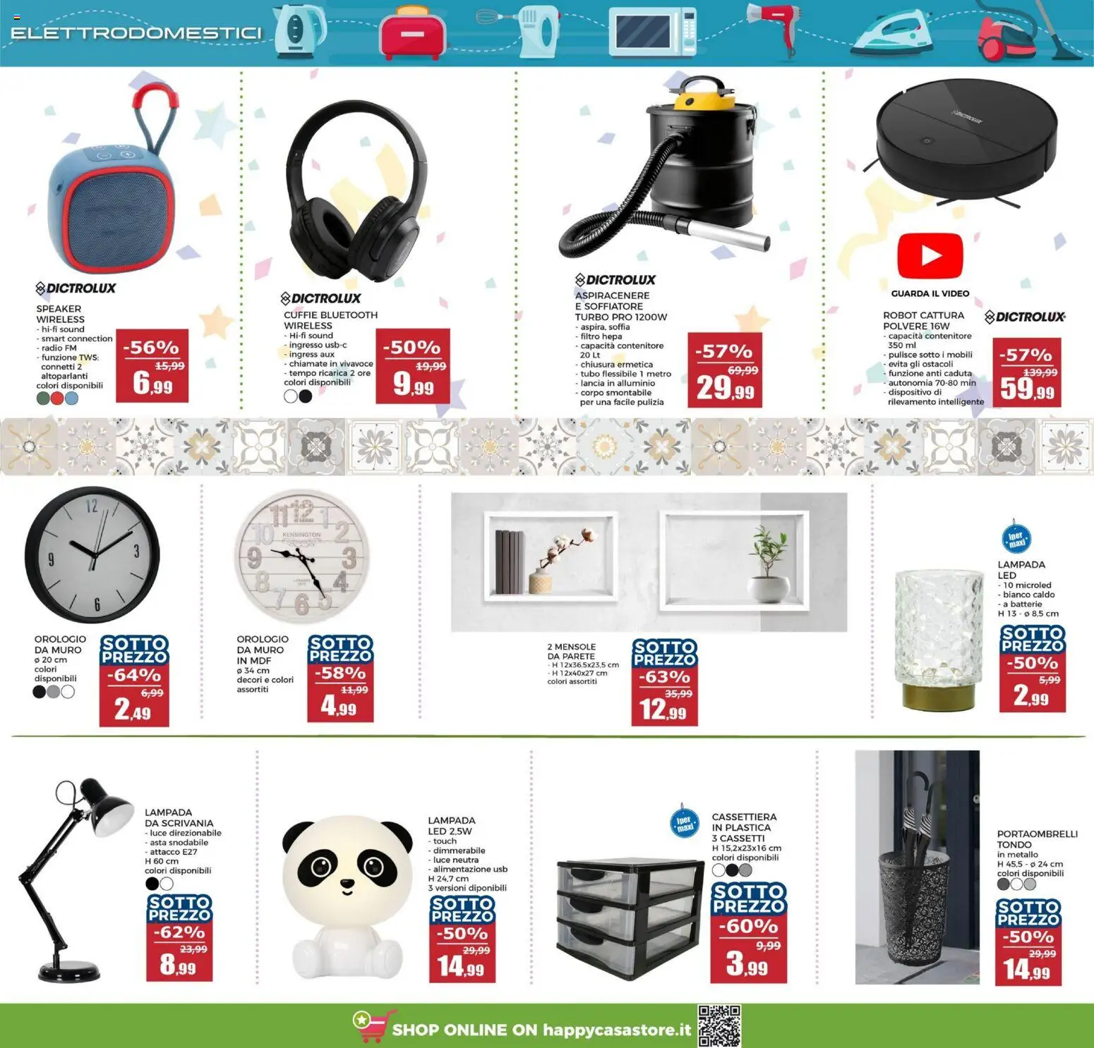 Volantino Happy Casa del 21.01.2026 | Pagina: 15 | Prodotti: Cuffie, Contenitore, USB, Scrivania