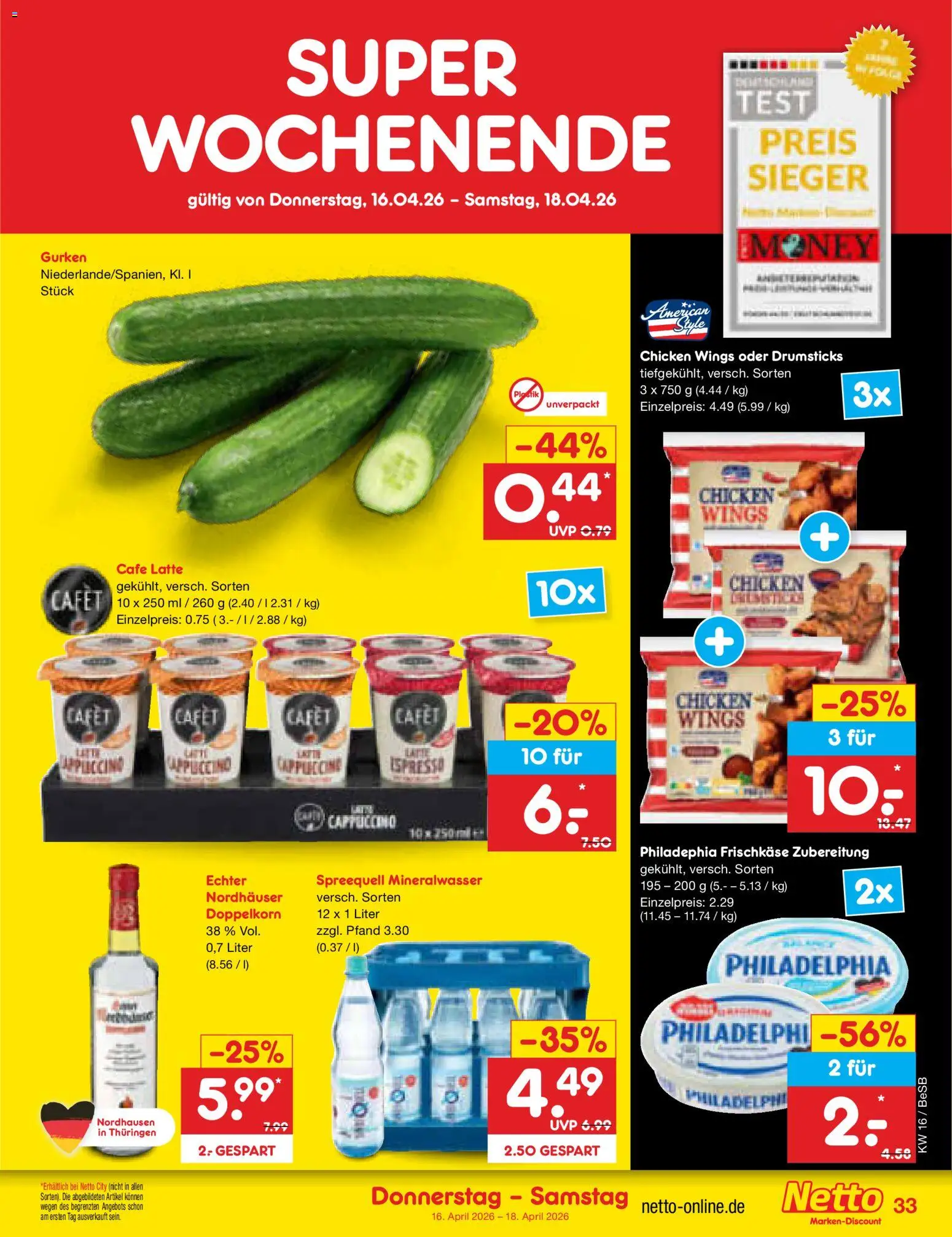 Netto Marken-Discount Prospekt 	 – gültig ab 13.04.2026 | Seite: 51 | Produkte: Philadelphia, Mineralwasser, Gurken, Frischkase