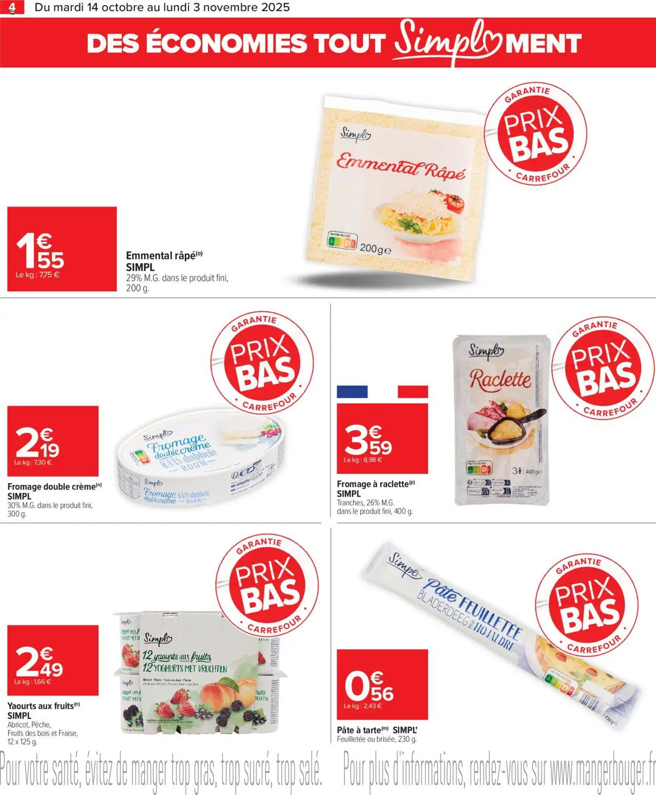 {H1} | Page: 4 | Produits: Abricot, Emmental, Raclette, Crème