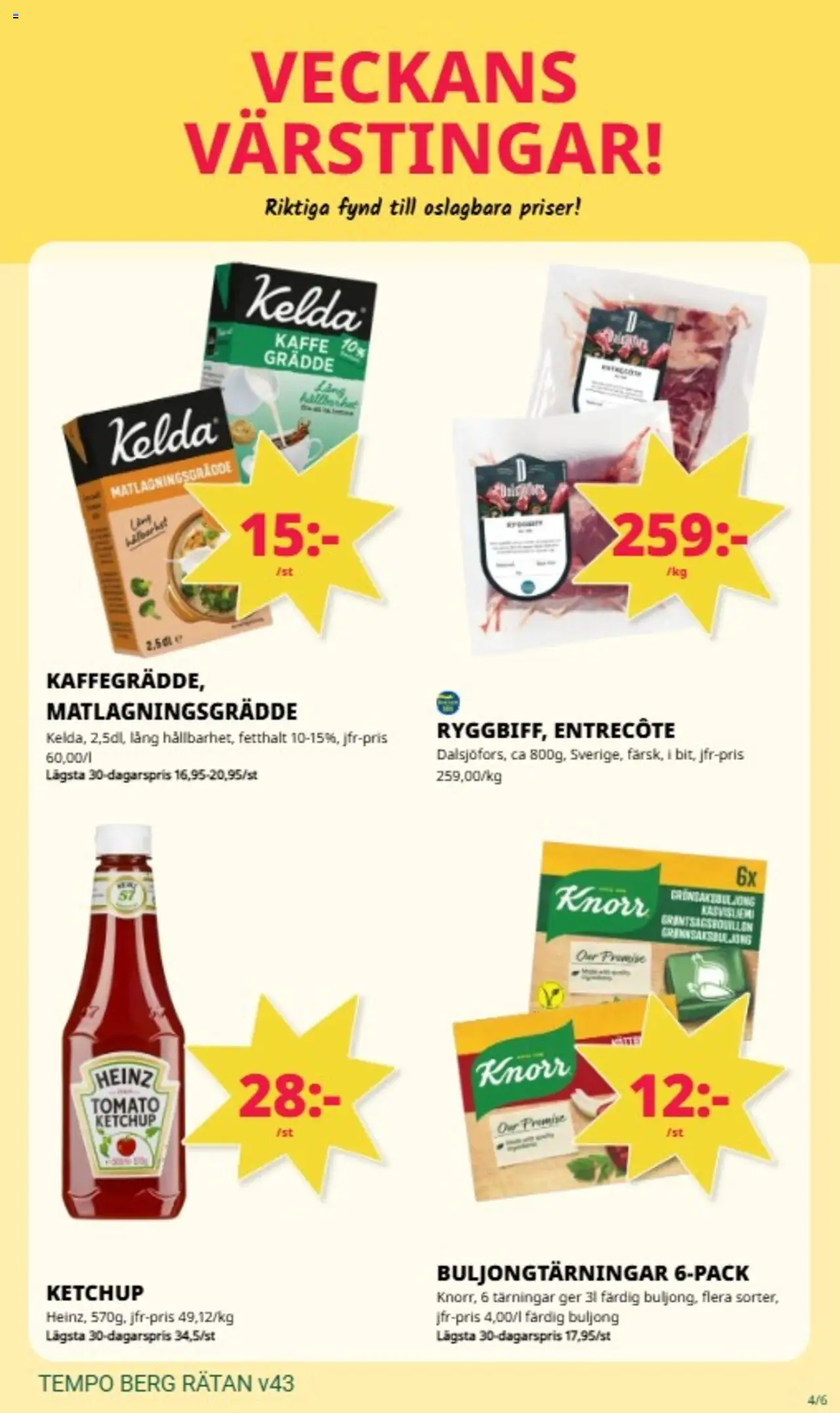 Tempo reklamblad aktuell från 20.10.2025 | Sida: 4 | Produkter: Kaffe, Ketchup, Grädde, Matlagningsgrädde