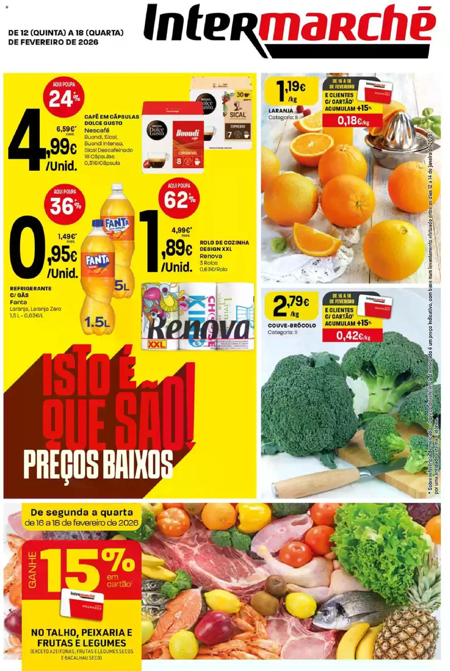 Intermarché Folheto Mini │ válido de 12.02.2026 | Página: 1 | Produtos: Fanta, Base, Café, Dolce gusto