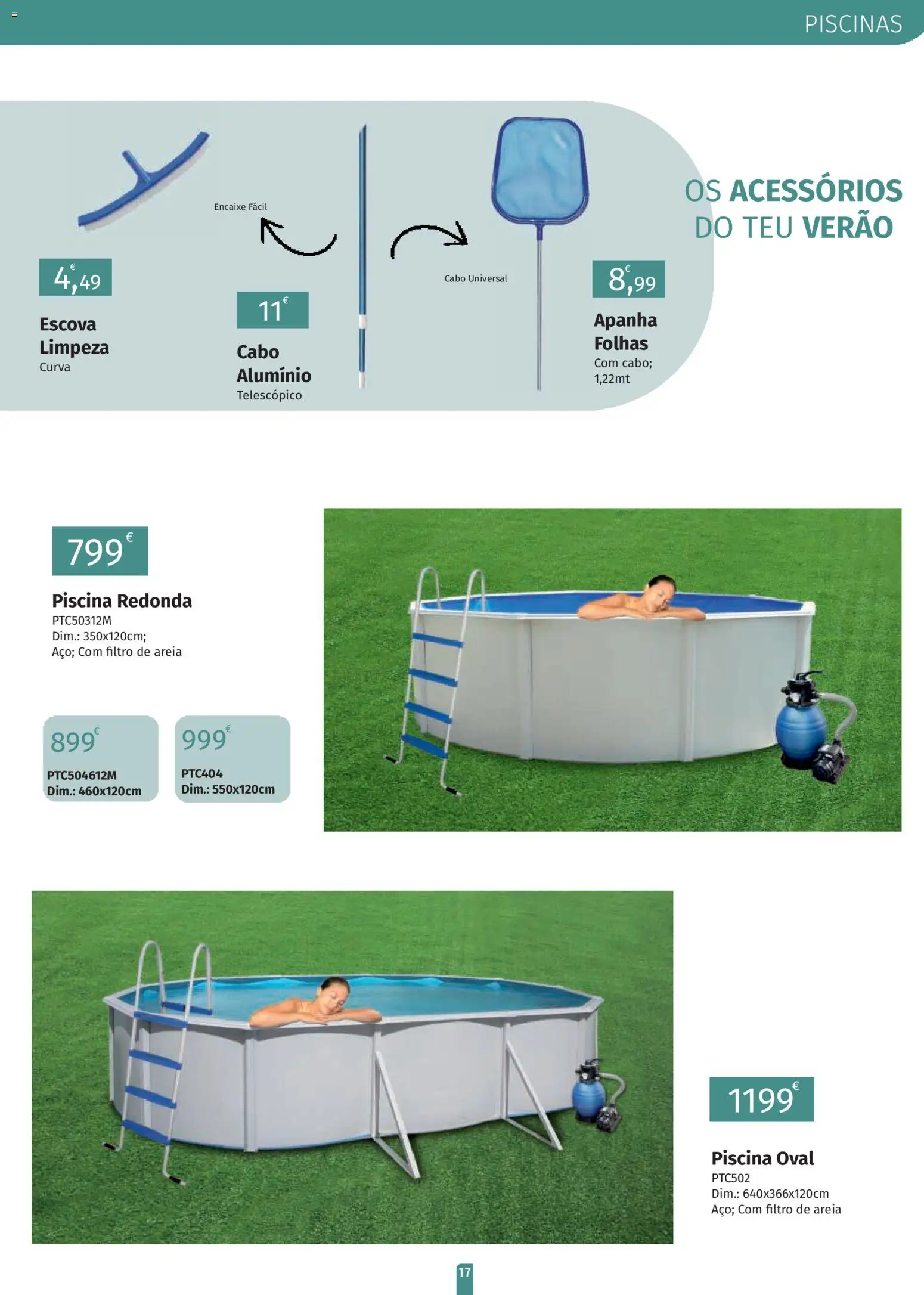 E.Leclerc folheto Jardim Lordelo │ válido de 23.03.2026 | Página: 17 | Produtos: Piscina, Cabo, Areia, Piscinas
