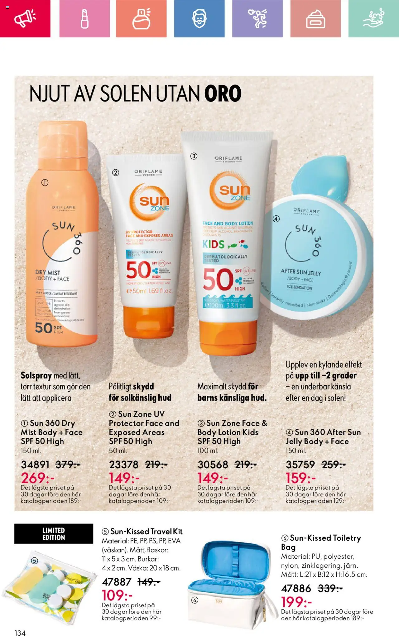 Oriflame reklamblad aktuell från 24.08.2025 | Sida: 134 | Produkter: Body lotion, After sun, Väska
