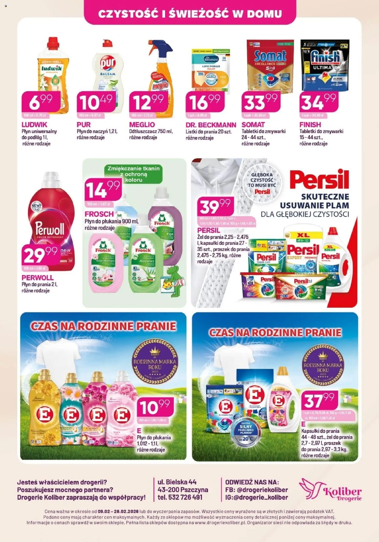 Koliber Gazetka od 09.02.2026 | Strona: 8 | Produkty: Meglio, Persil, Finish, Tabletki do zmywarki