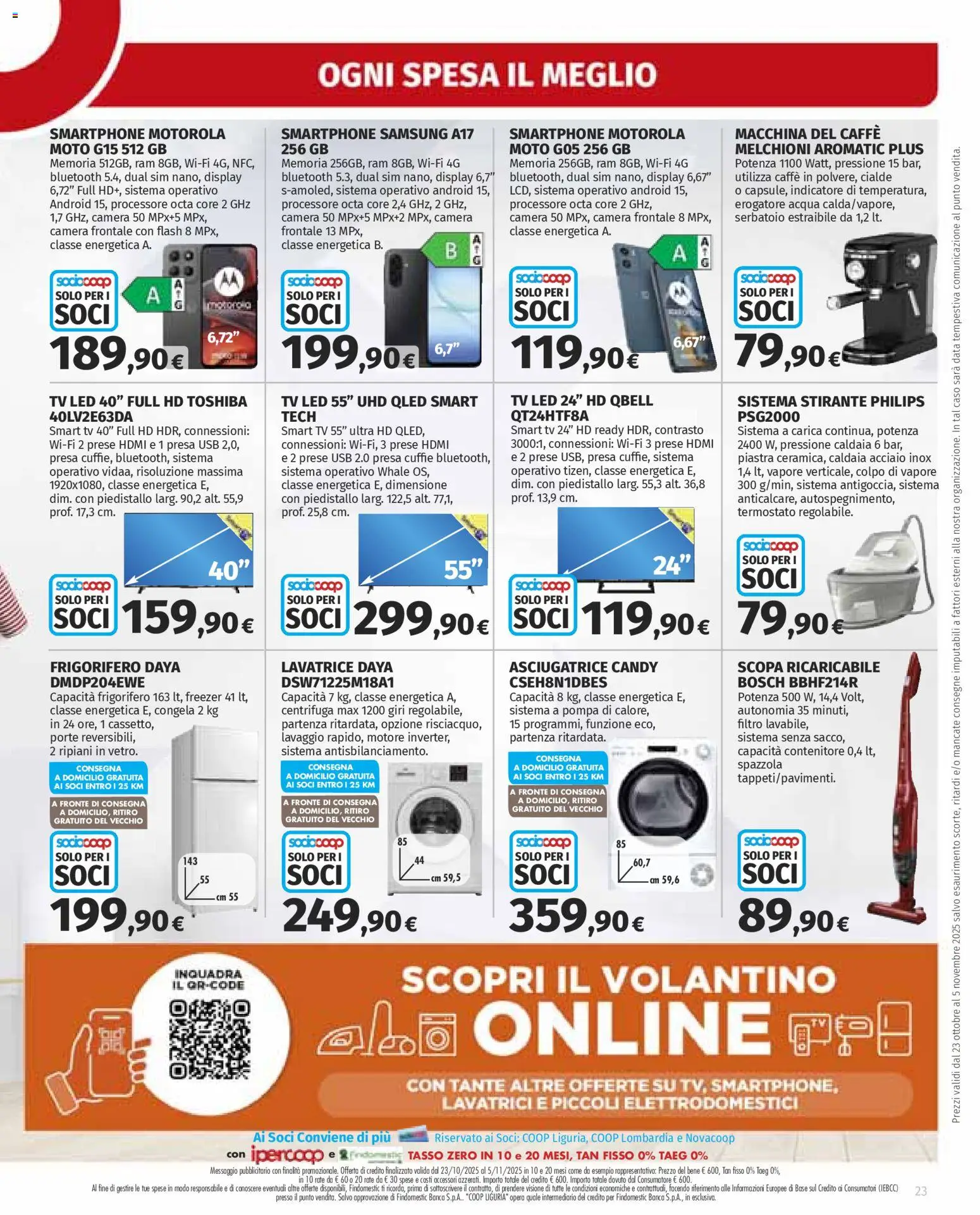 Volantino Ipercoop del 23.10.2025 | Pagina: 23 | Prodotti: Lavatrice, Asciugatrice, Smartphone, Contenitore
