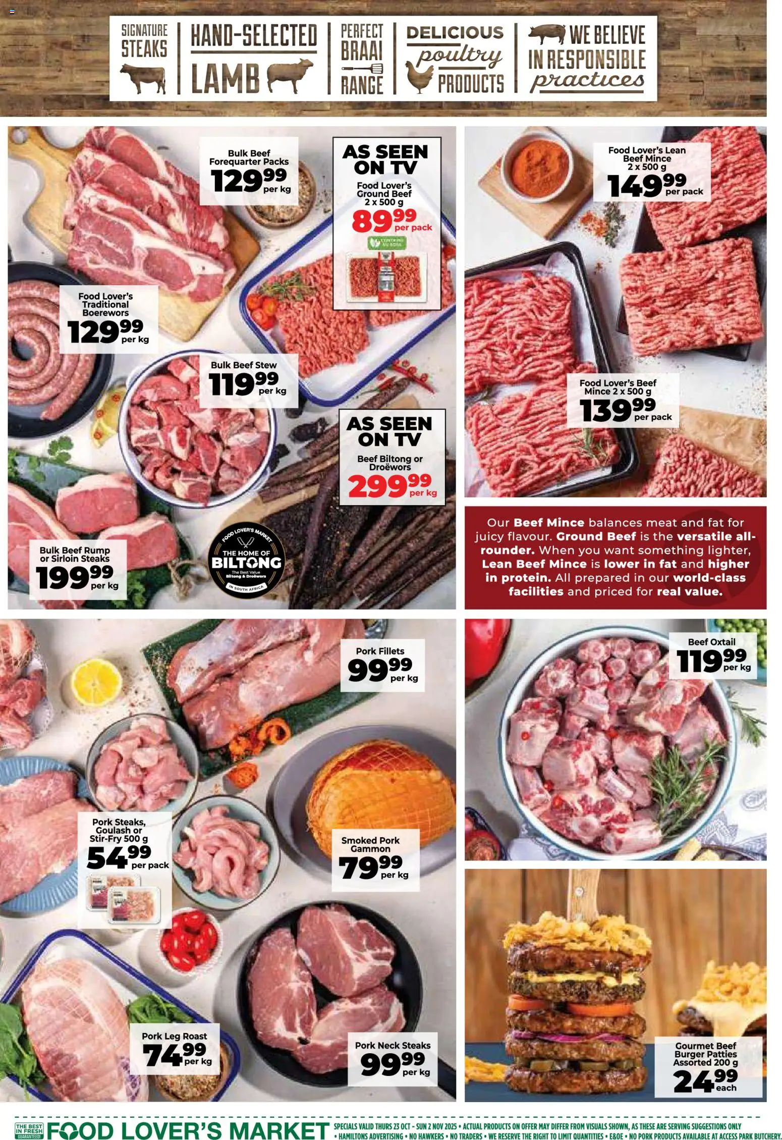 New Food Lover's Market catalogue – valid from 23.10.2025 | Page: 7 | Products: TV, Boerewors, Pork, Peach