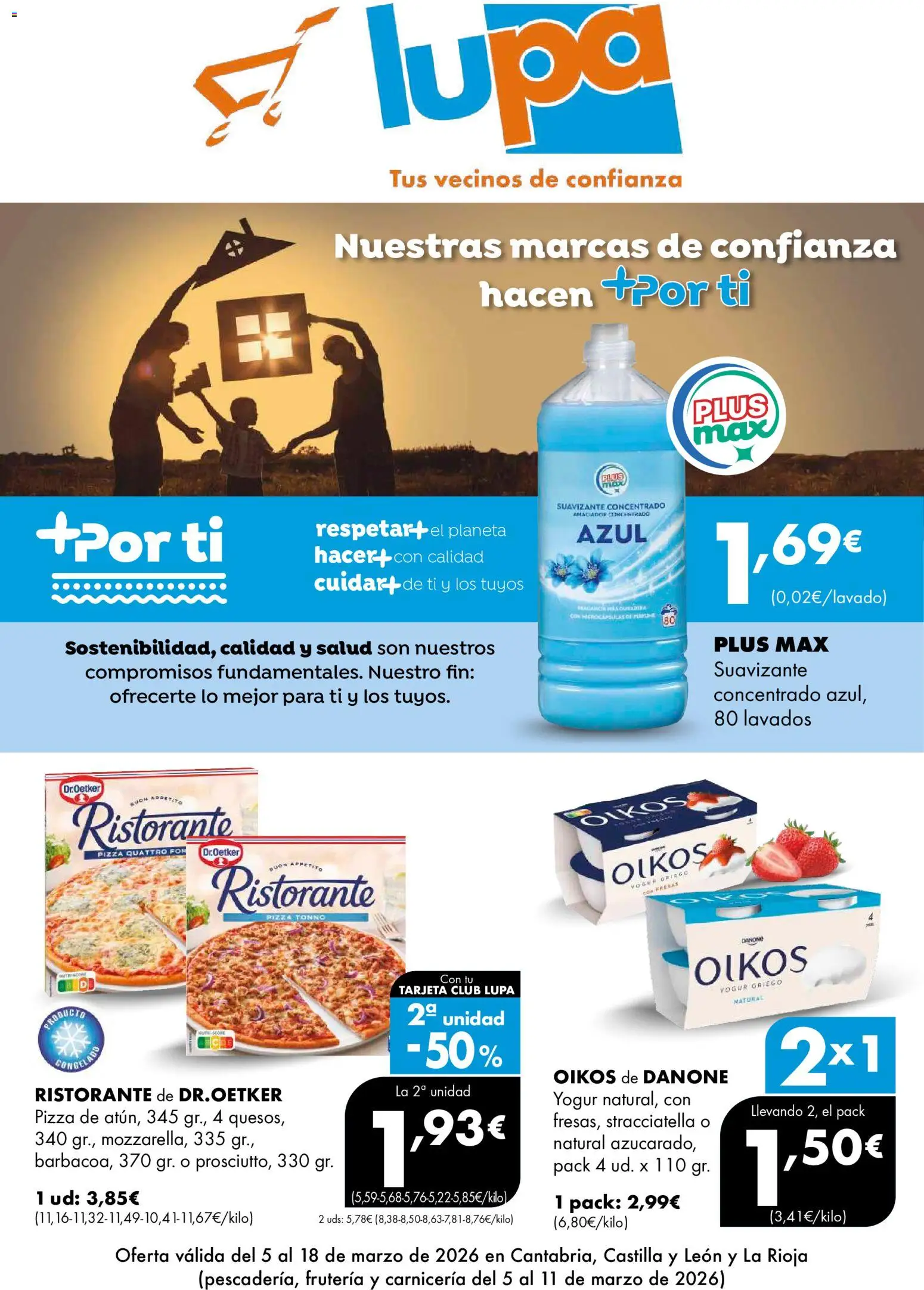 Lupa Supermercados folleto │ válido desde el 05.03.2026 | Página: 1 | Productos: Yogur, Pizza, Μαγειρική εστία, Suavizante