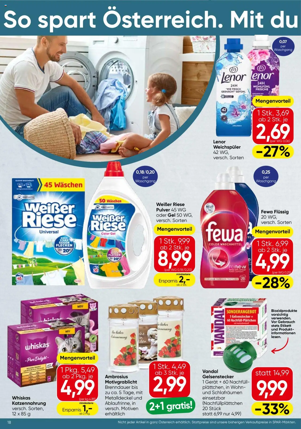 Spar Flugblatt - Vorarlberg gültig ab 31.07.2025 | Seite: 18 | Produkte: Weichspüler, Waschmittel
