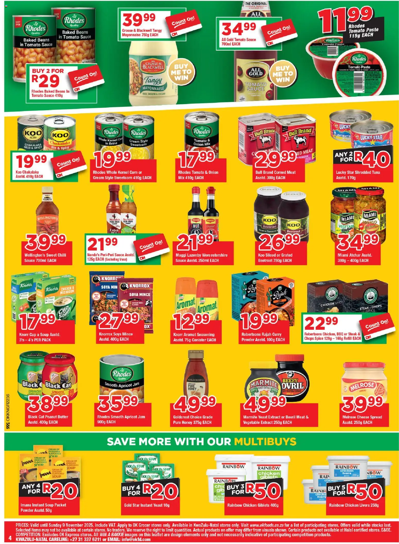 New OK Foods catalogue – valid from 24.10.2025 | Page: 4 | Products: Tuna, Jam, Cheese, Powder