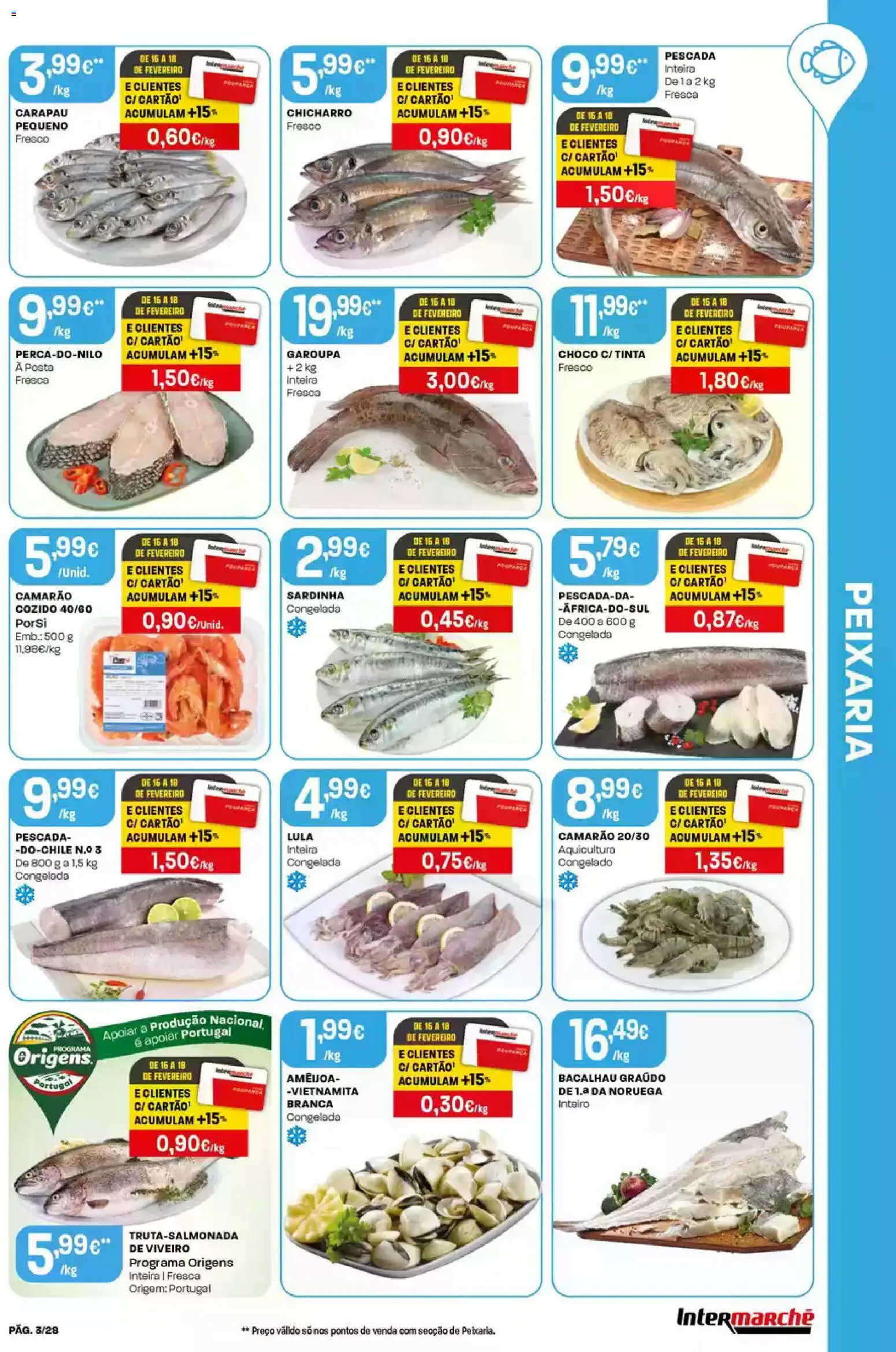 Intermarché Folheto Contact │ válido de 12.02.2026 | Página: 3 | Produtos: Bacalhau, Pescada, Tinta, Camarão
