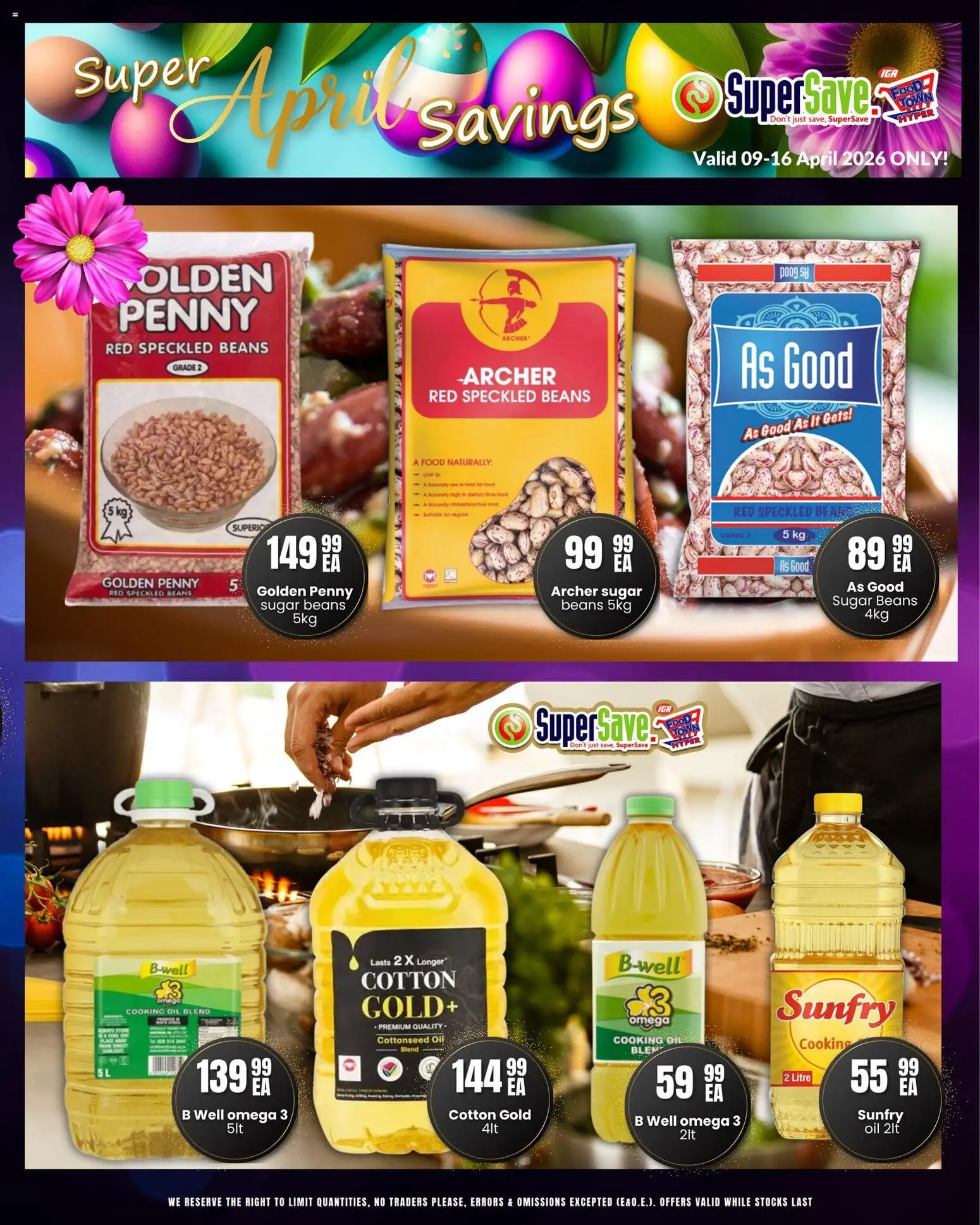 New Super Save catalogue – valid from 09.04.2026 | Page: 8 | Products: Beans, Oil, Sugar