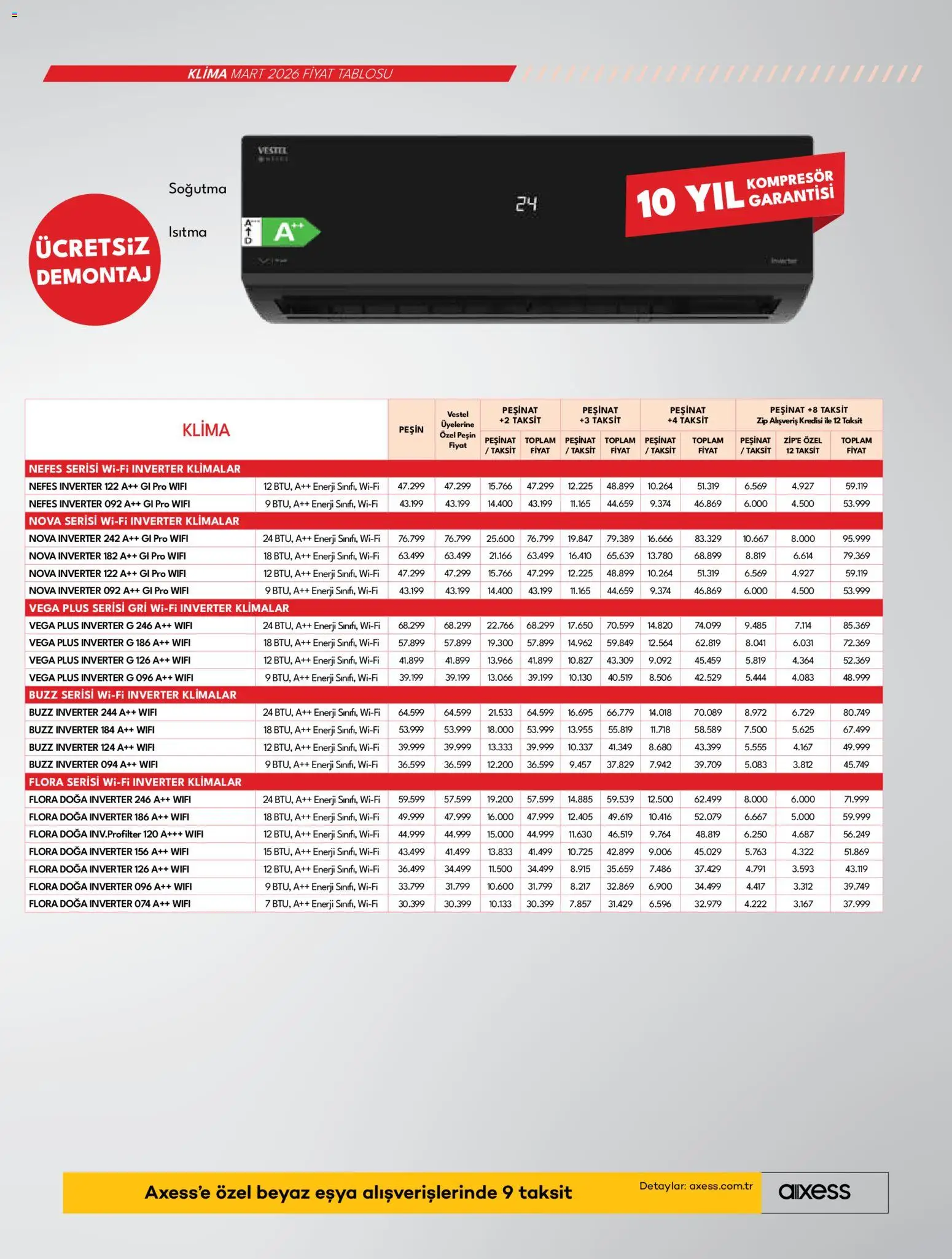 Vestel Katalog - 01.03.2026 tarihinden itibaren geçerlidir | Sayfa: 15 | Ürünler: Klima