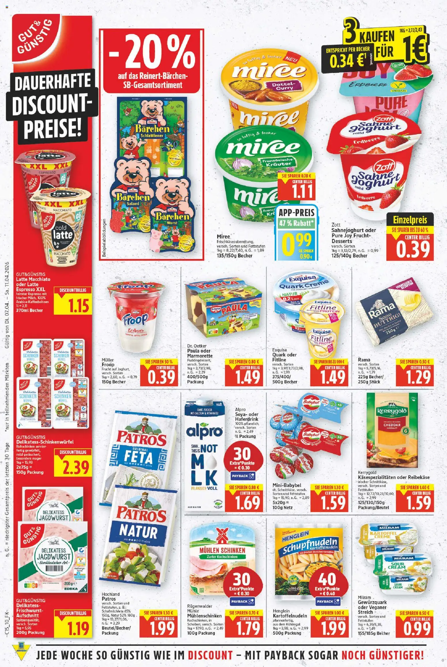 E center Prospekt 	 – gültig ab 07.04.2026 | Seite: 11 | Produkte: Patros, Alpro, Zucker, Salami