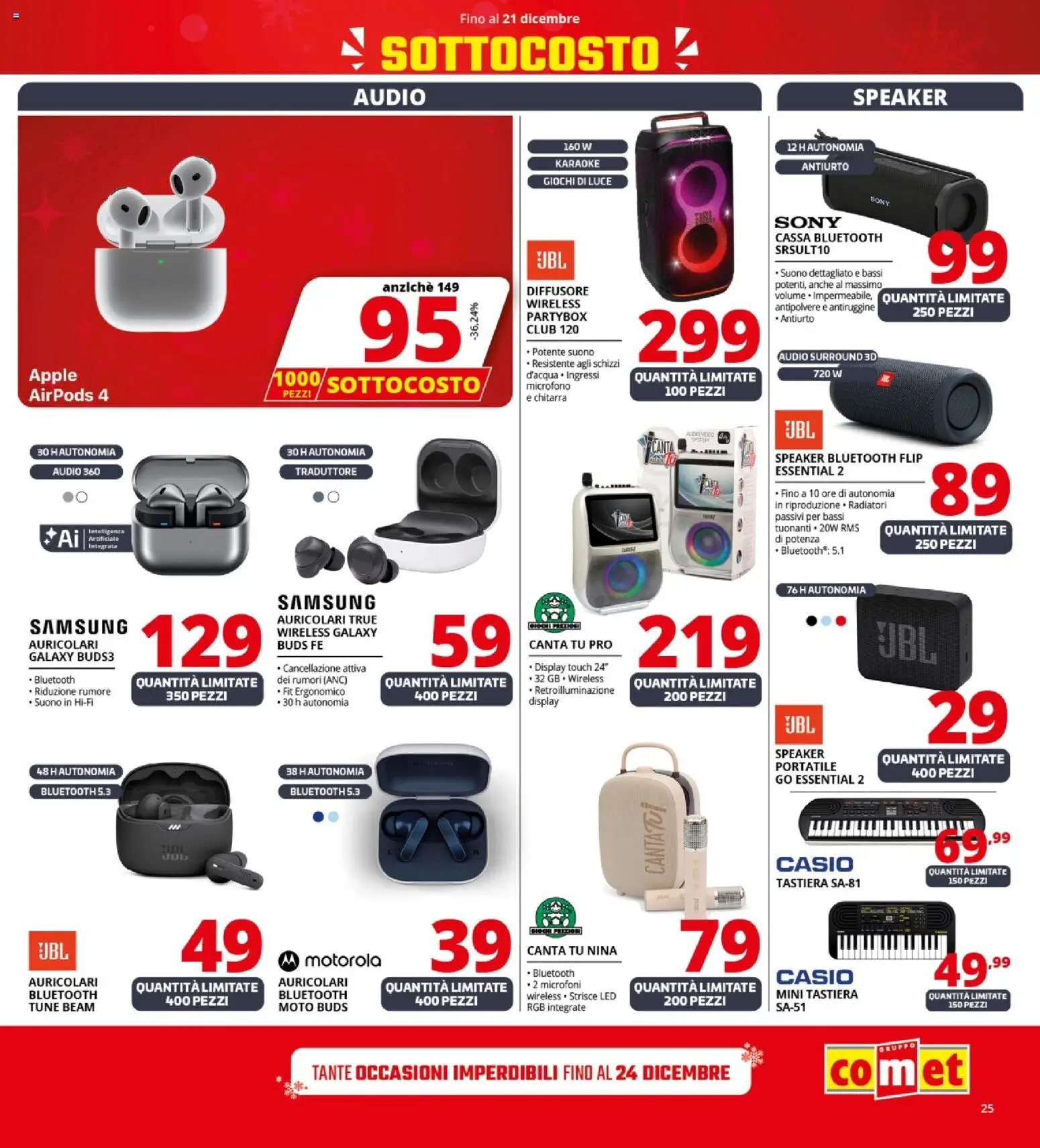 Volantino Comet del 12.12.2025 | Pagina: 25 | Prodotti: Microfono, Speaker, Airpods, Samsung